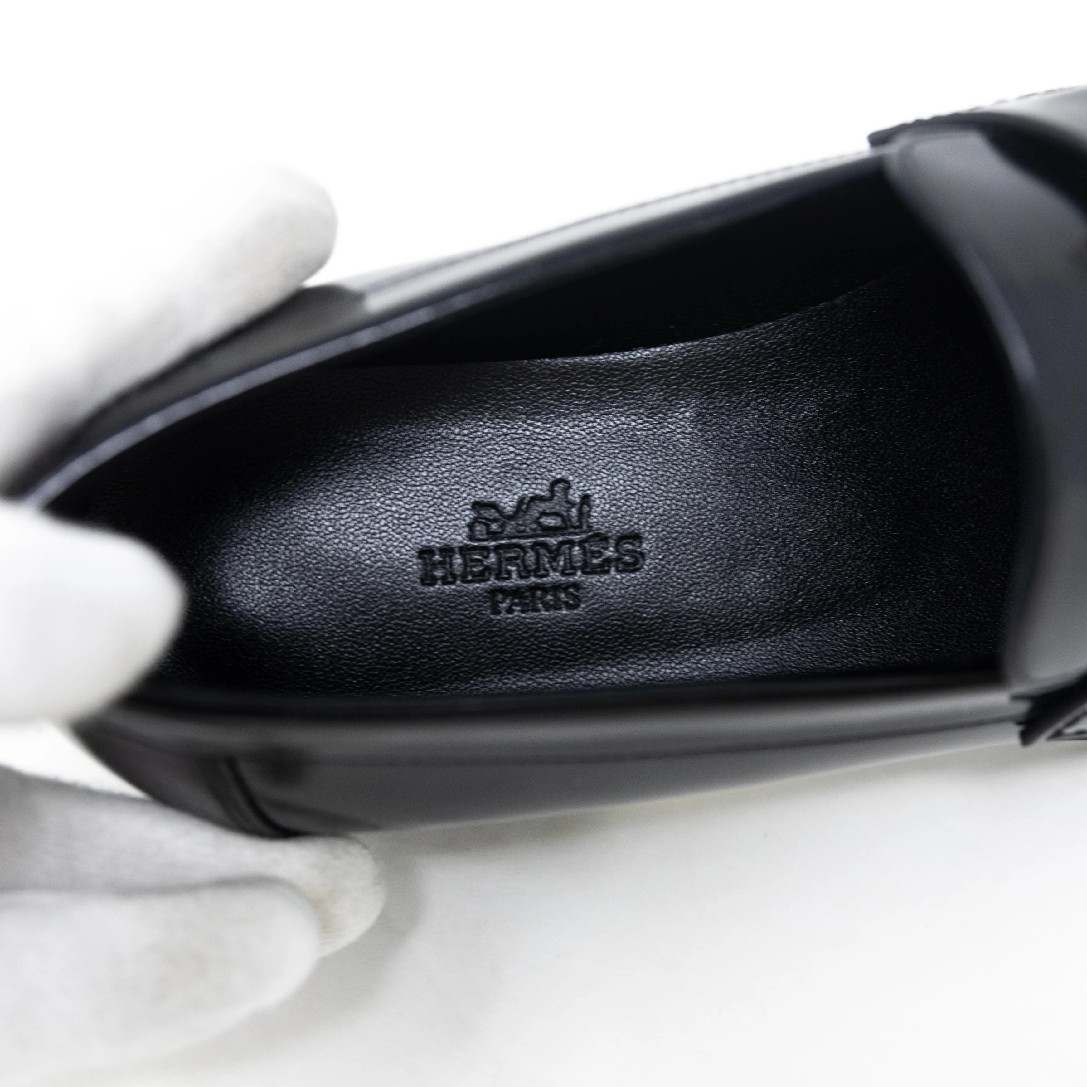 Hermes Noir Faubourg Loafers 36 - Image 10
