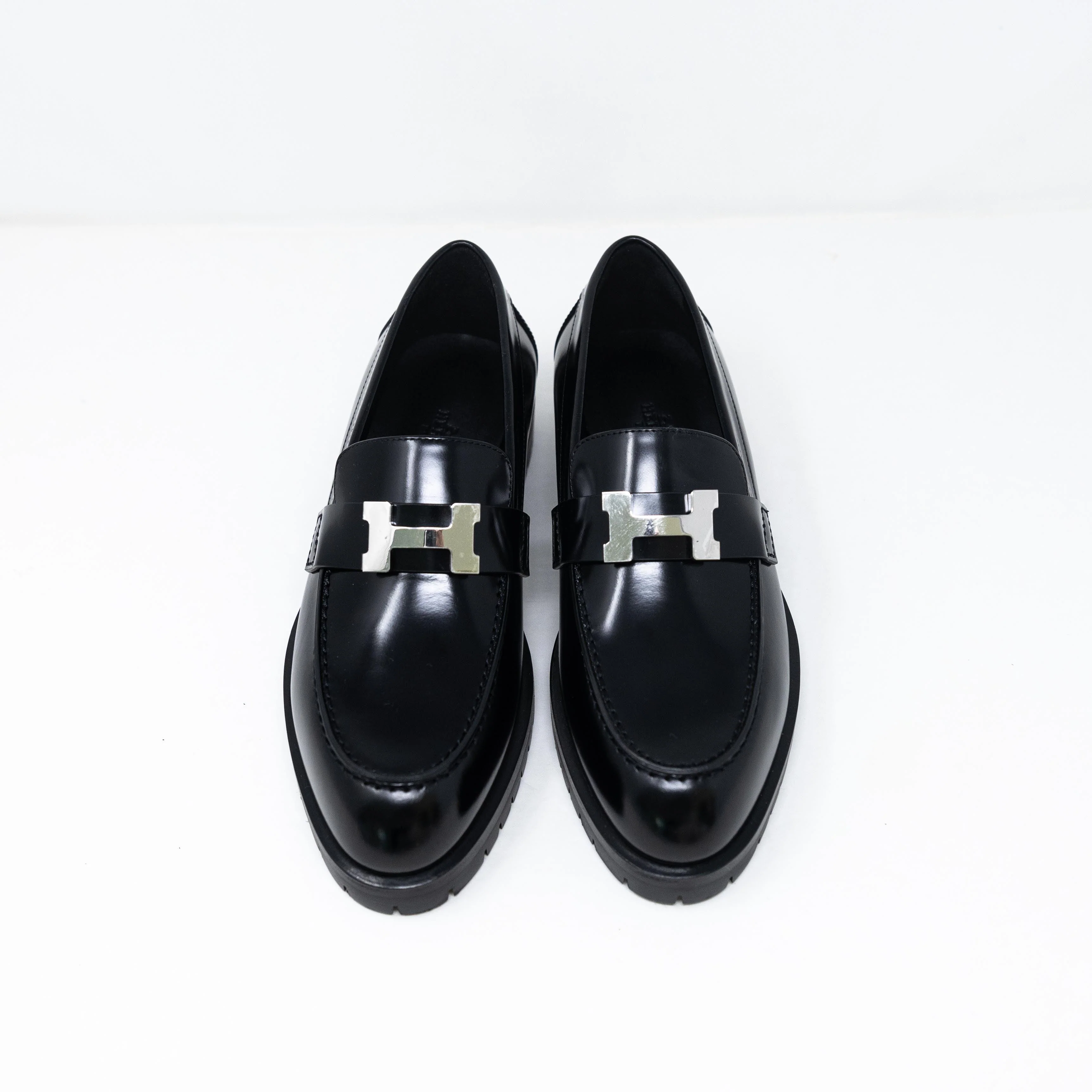 Hermes Noir Faubourg Loafers 36 - Image 3