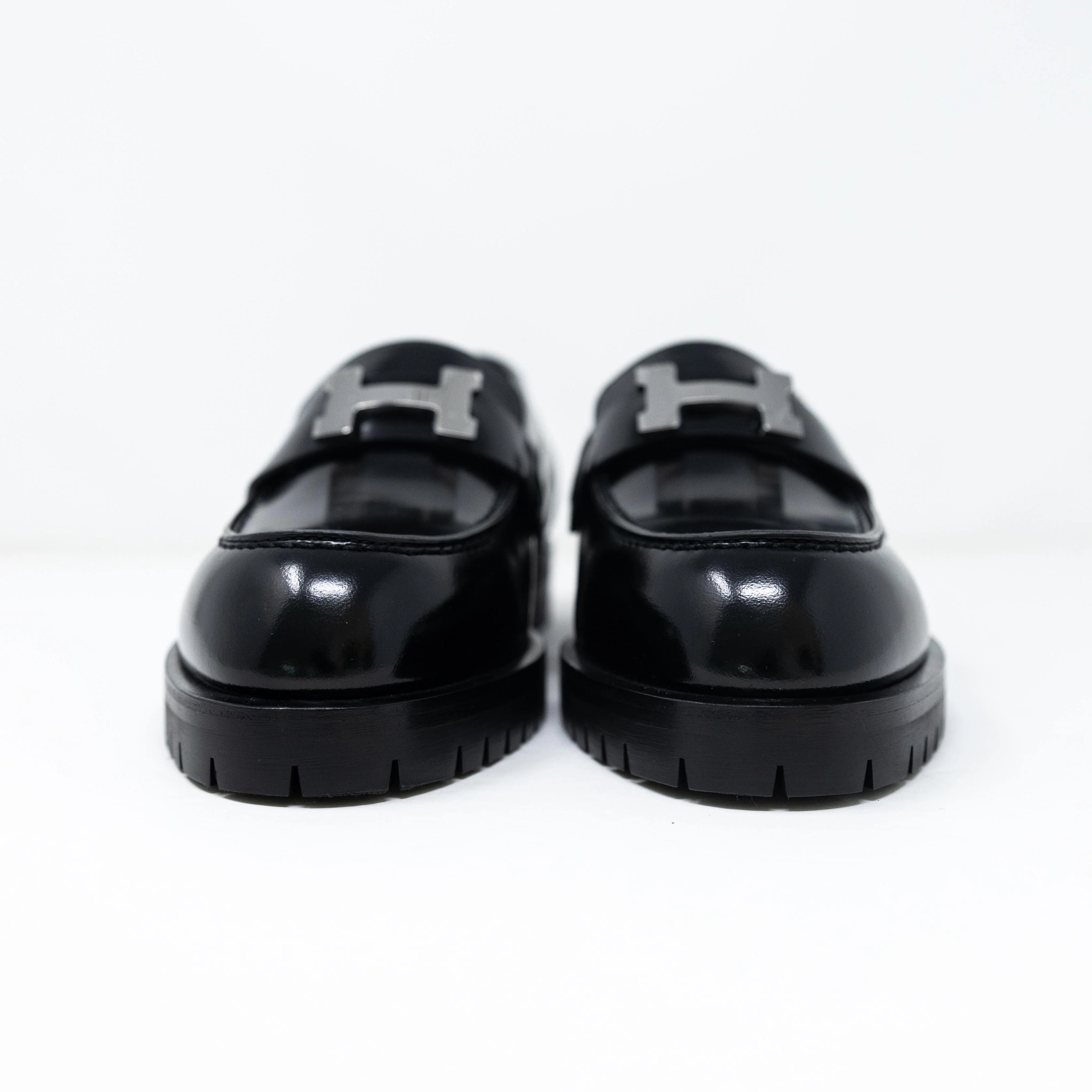 Hermes Noir Faubourg Loafers 36 - Image 6