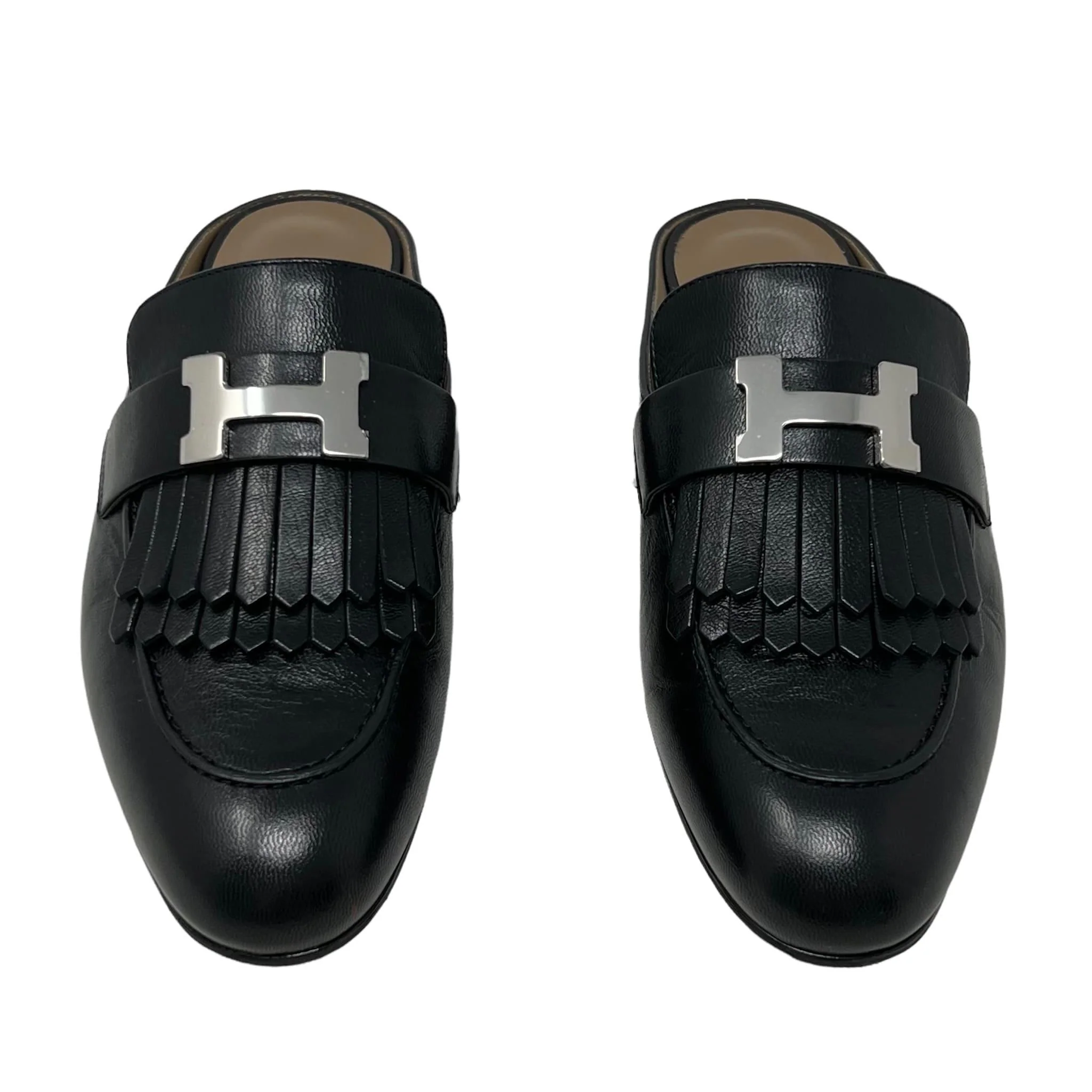 Hermes Noir Goatskin Rivoli Mules 36 - Image 3