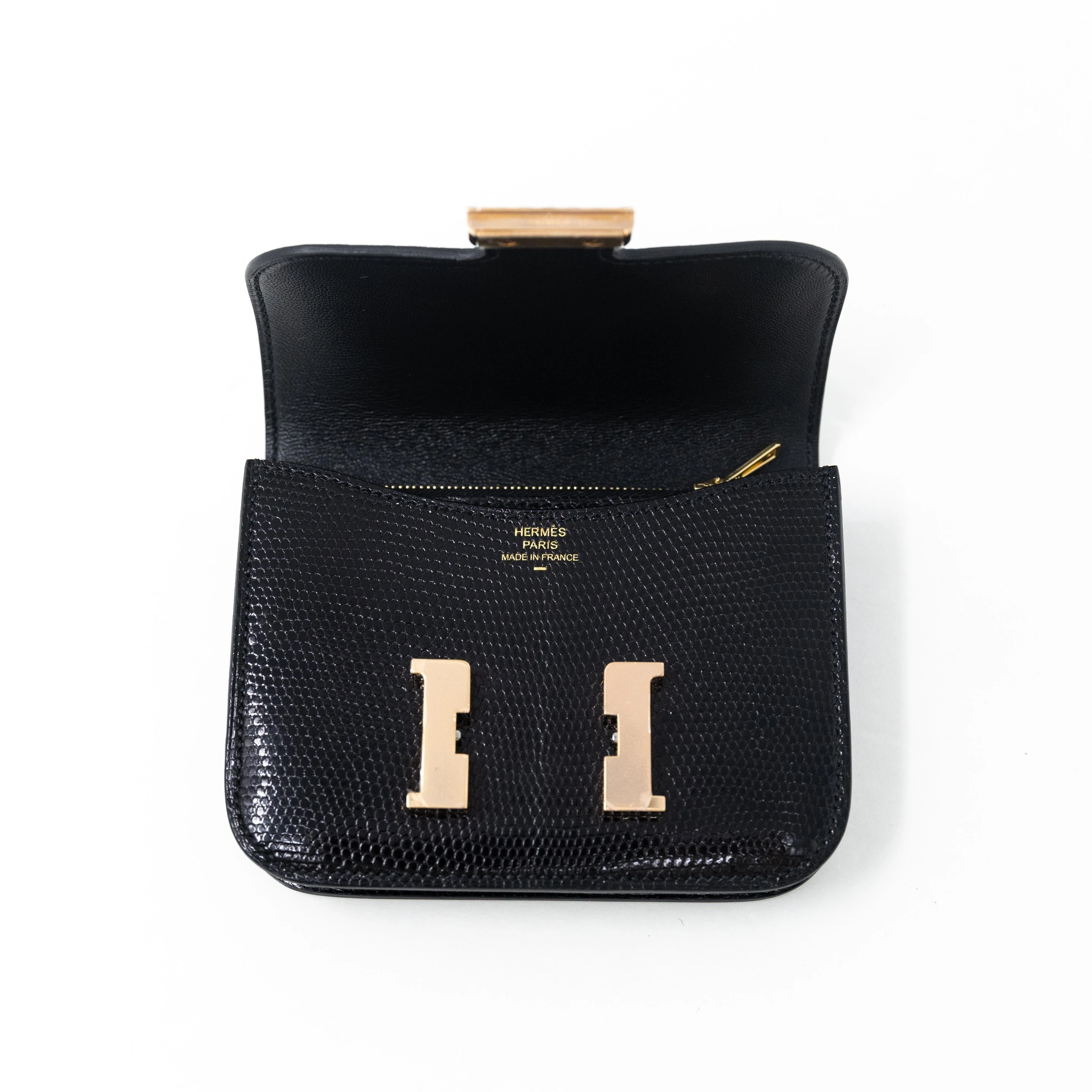 Hermes Noir Lizard Constance Slim Wallet - Image 10