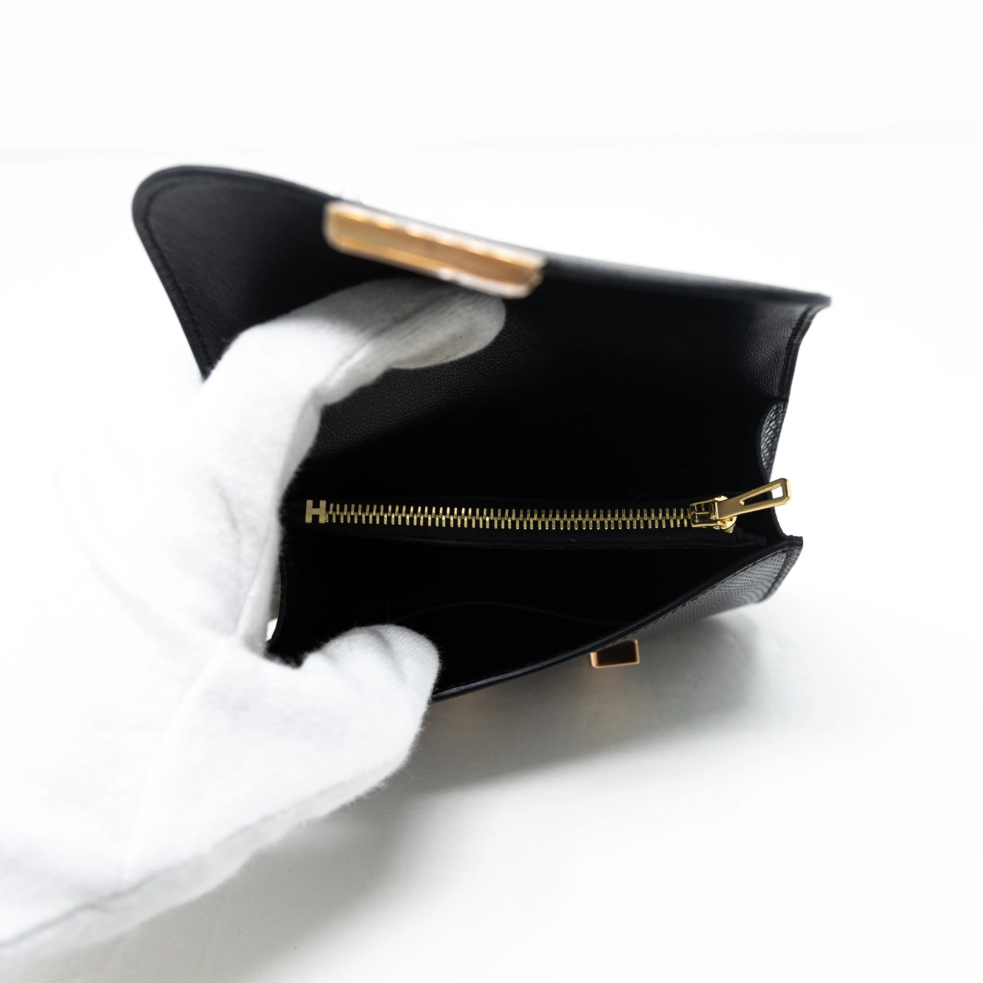 Hermes Noir Lizard Constance Slim Wallet - Image 11