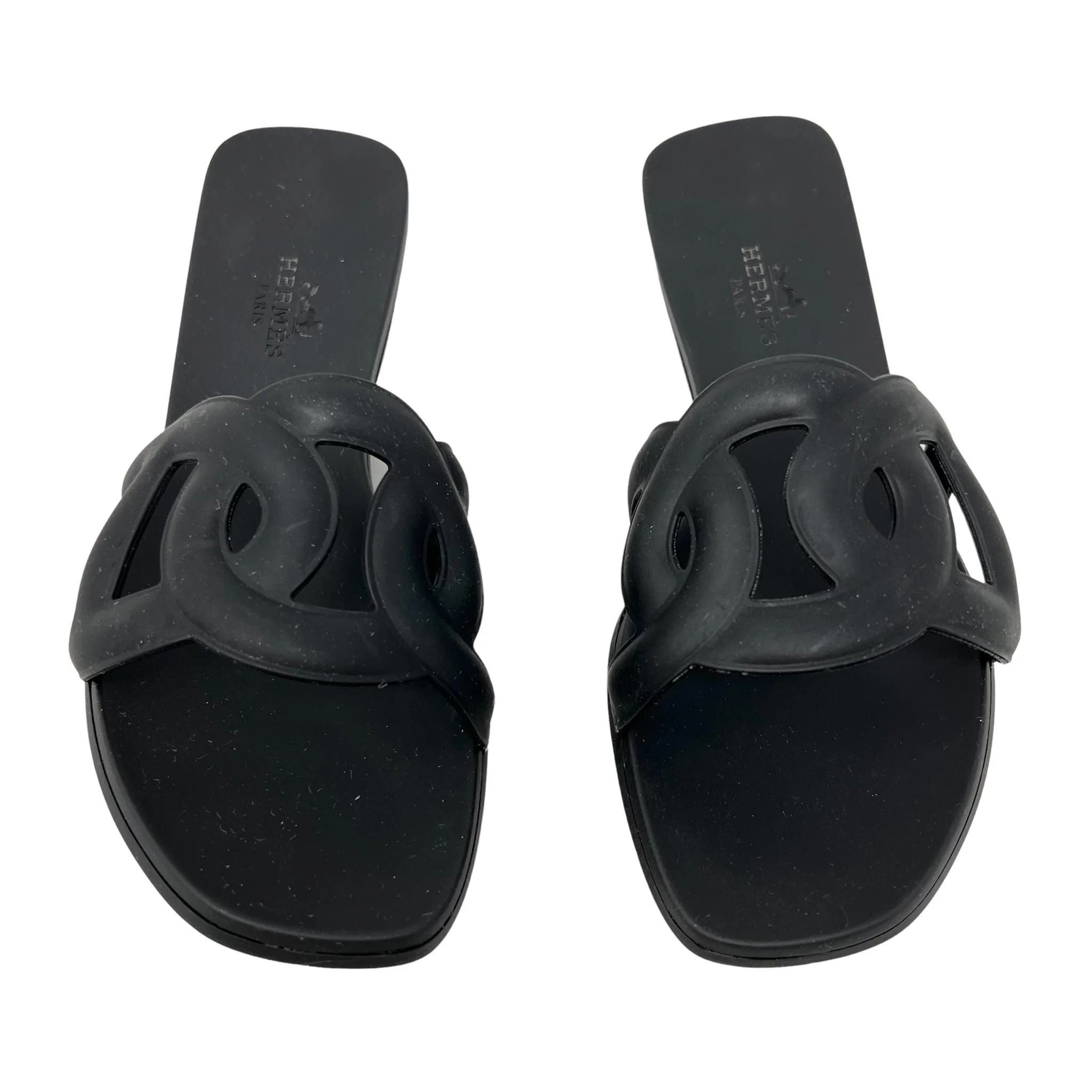 Hermes Noir Rubber Aloha Sandals 35 - Image 3
