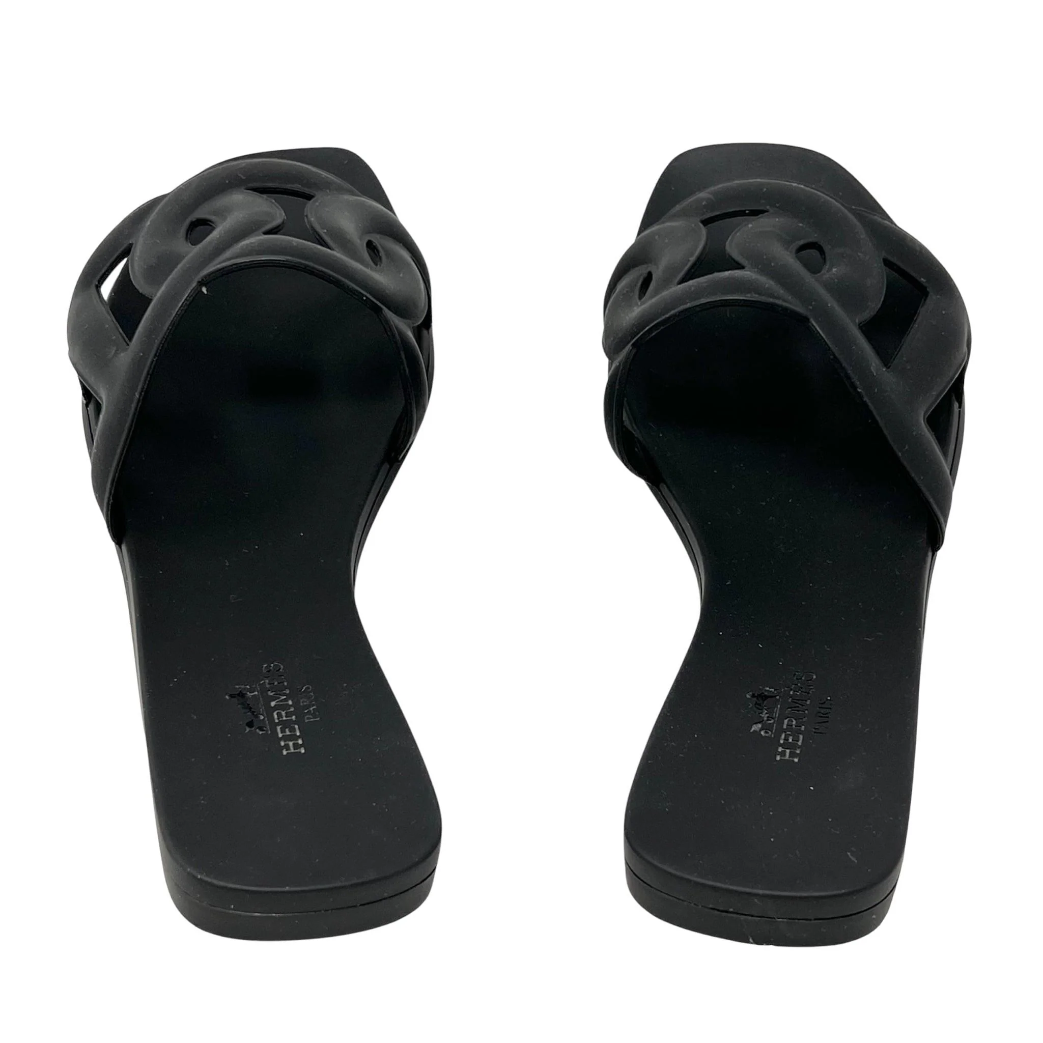 Hermes Noir Rubber Aloha Sandals 35 - Image 4