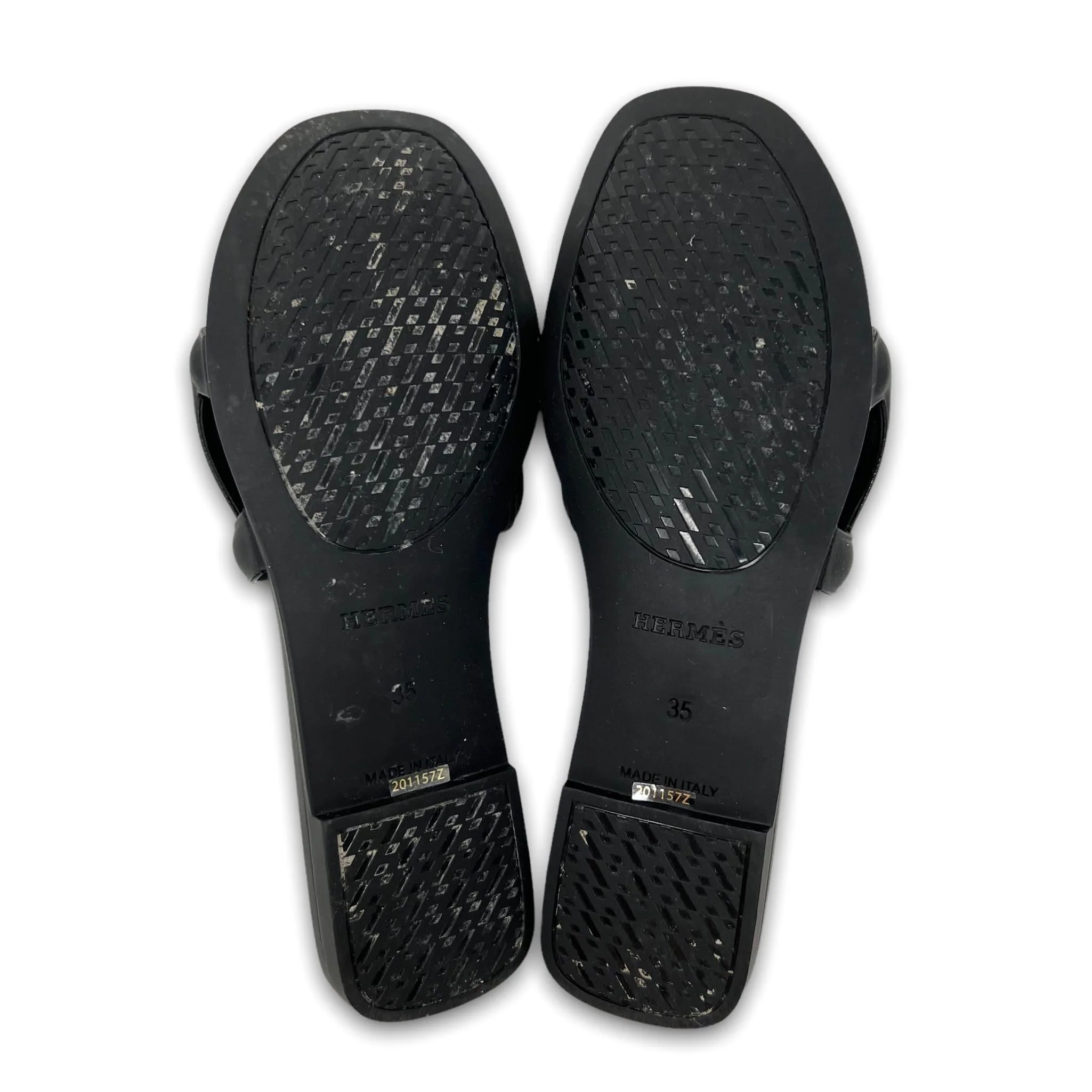 Hermes Noir Rubber Aloha Sandals 35 - Image 5