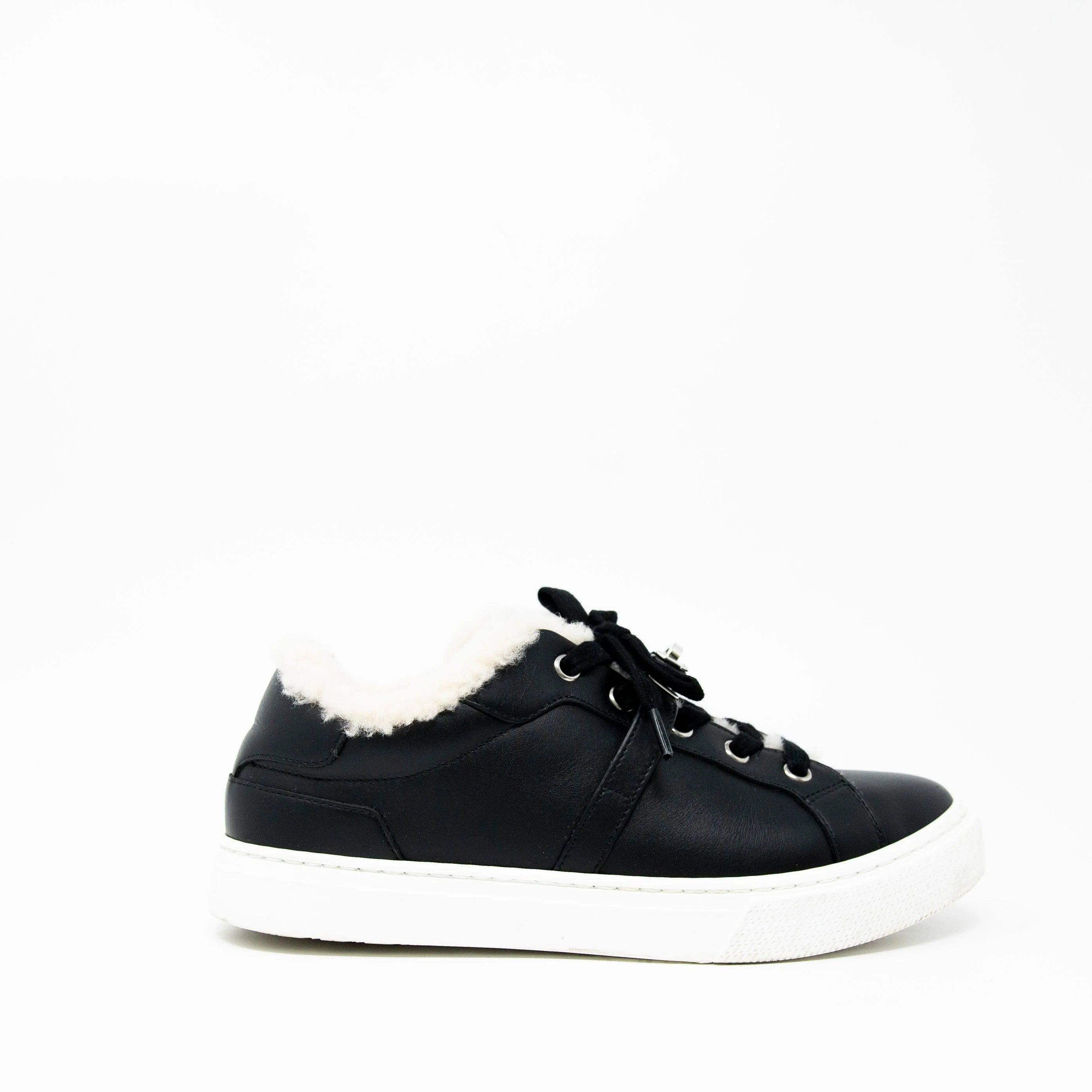 Hermes Noir Shearling Day Sneakers 36.5 - Image 10