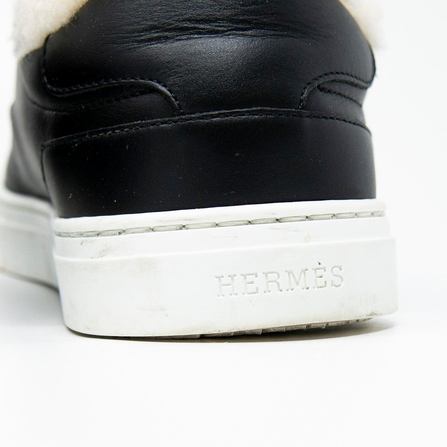 Hermes Noir Shearling Day Sneakers 36.5 - Image 9