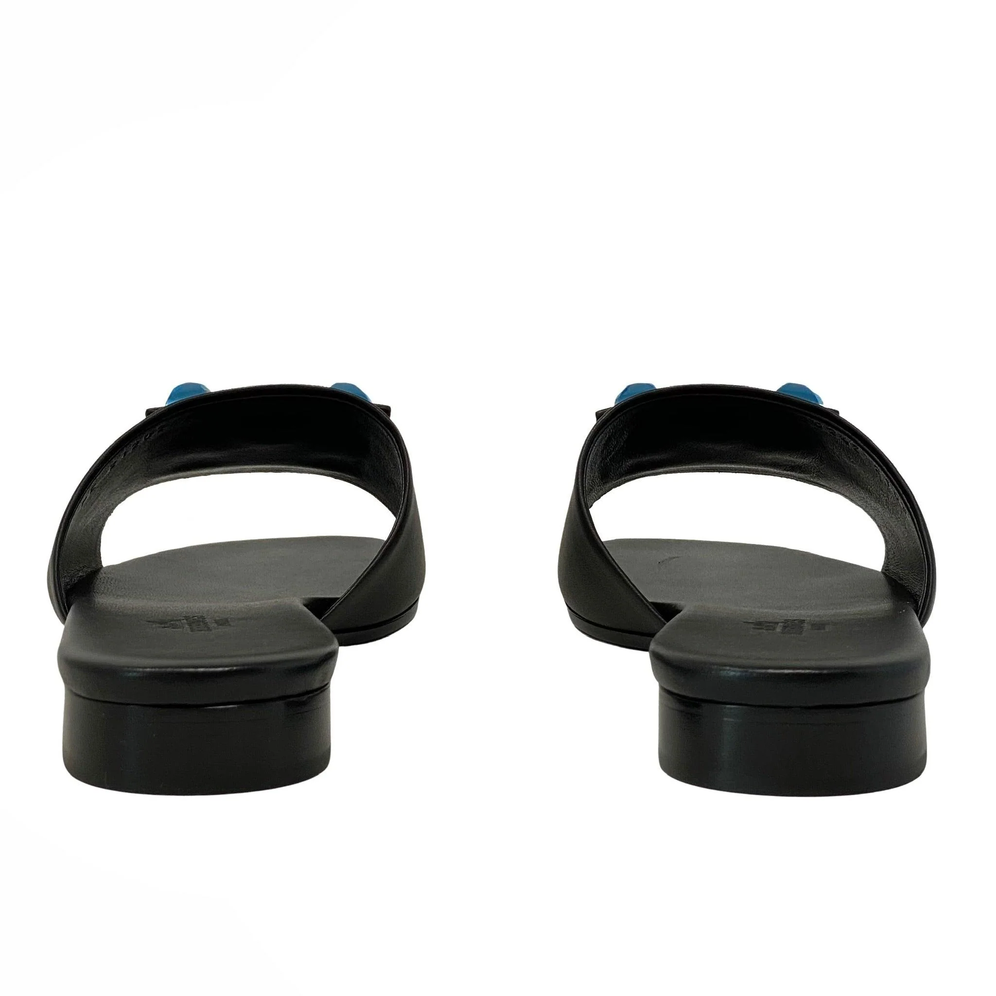 Hermes Noir Dune Sandals 38 - Image 3