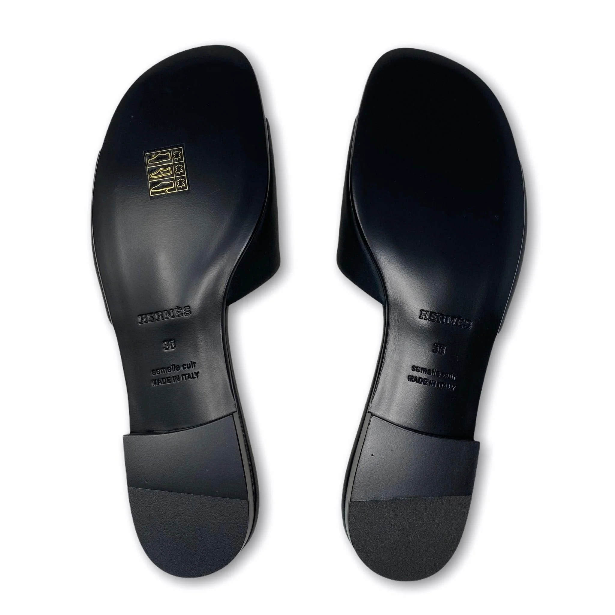 Hermes Noir Dune Sandals 38 - Image 4