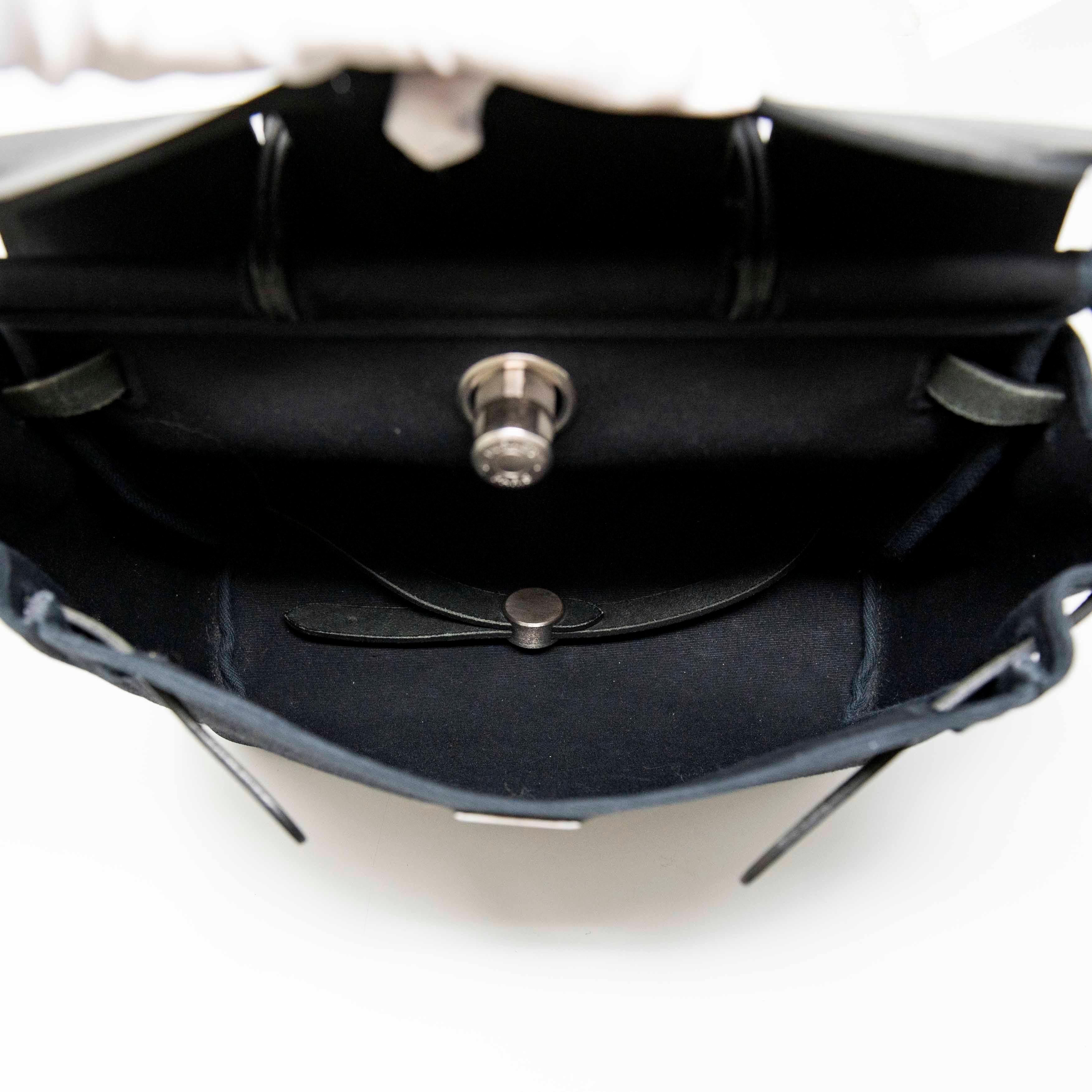 Hermes Noir Toile Herbag Backpack - Image 10