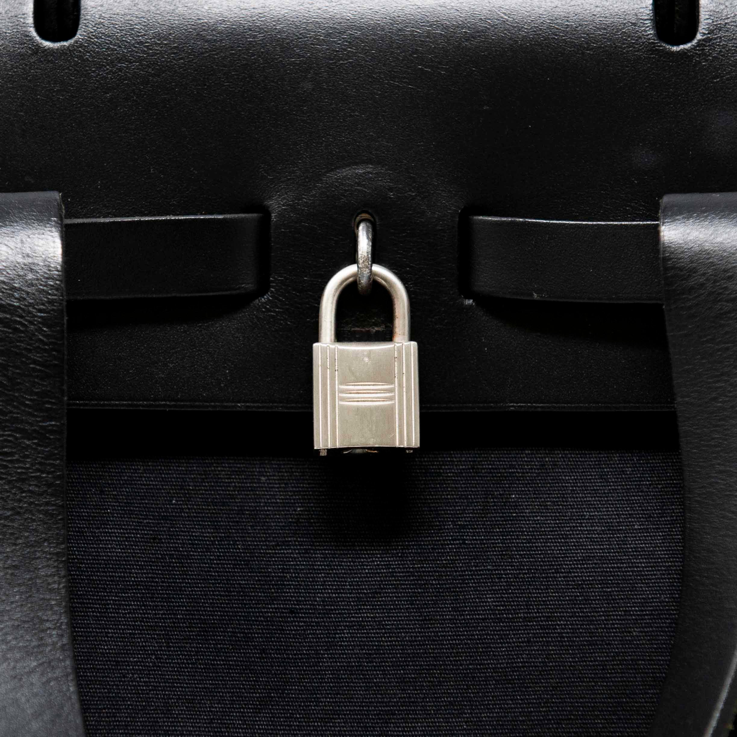 Hermes Noir Toile Herbag Backpack - Image 11