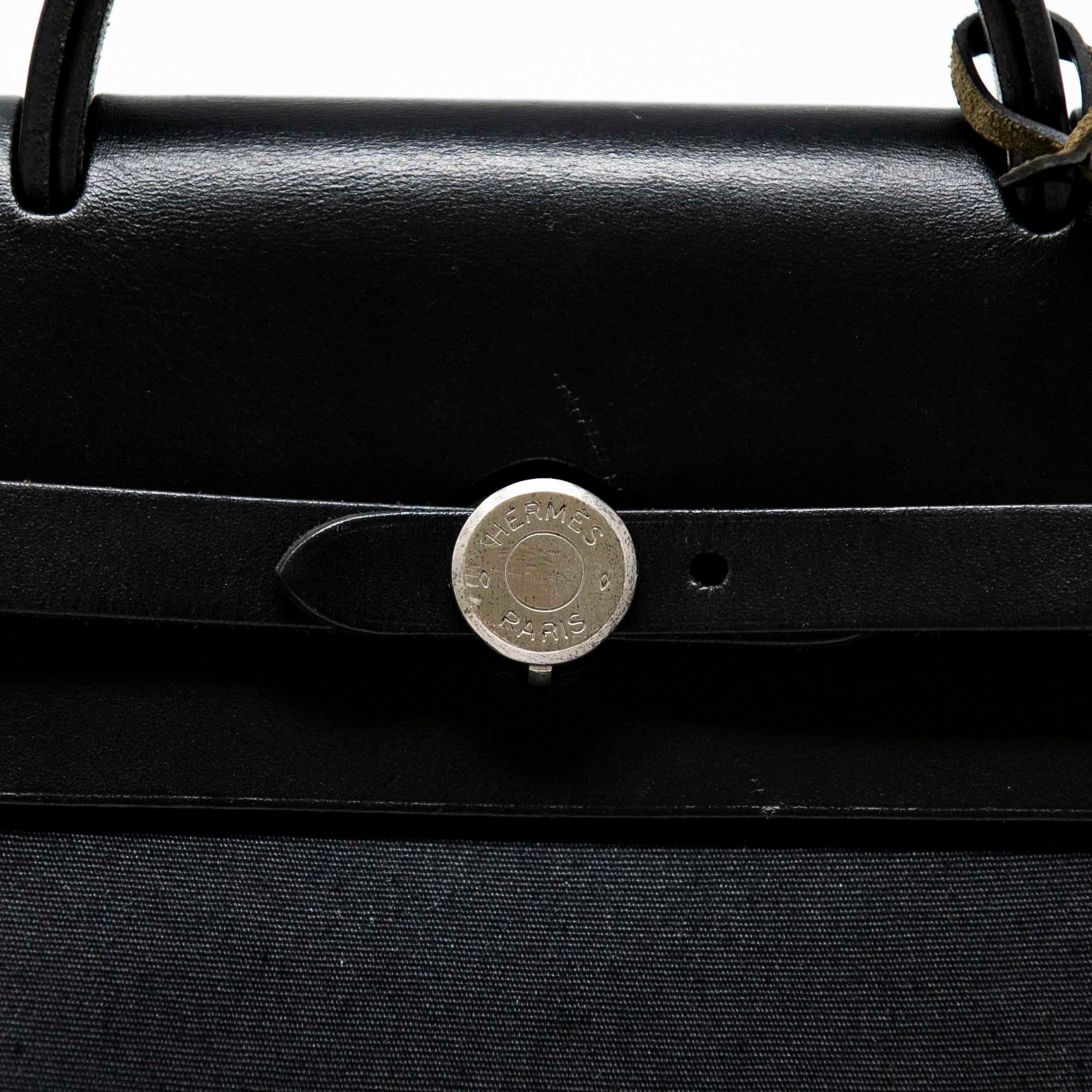 Hermes Noir Toile Herbag Backpack - Image 12