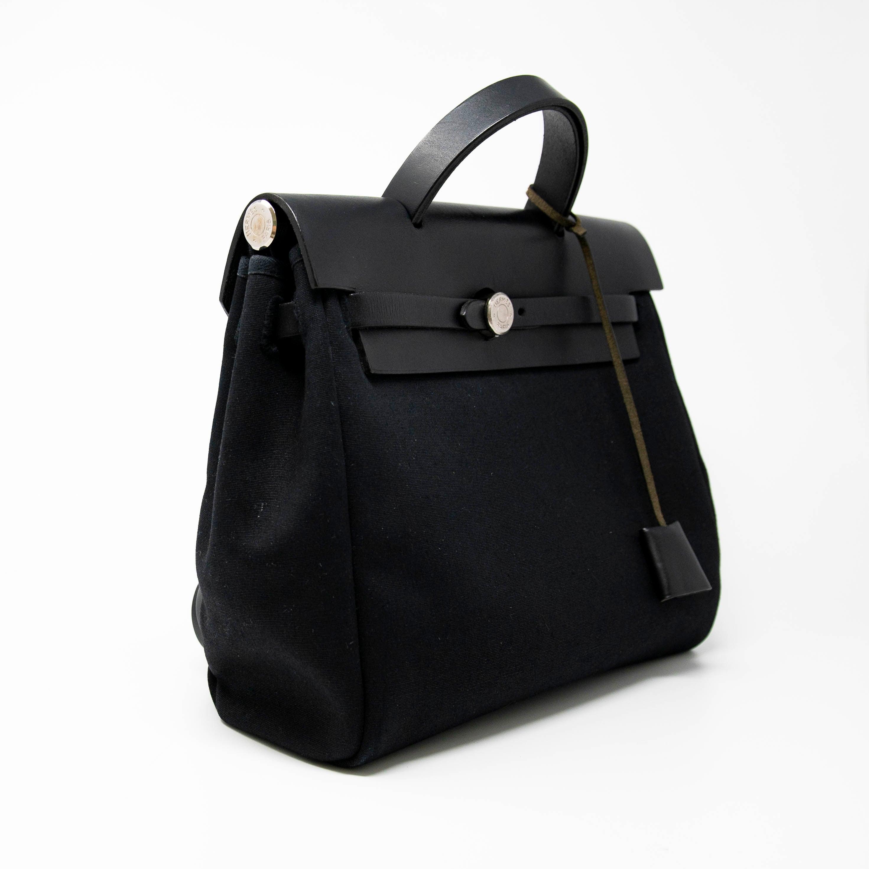 Hermes Noir Toile Herbag Backpack - Image 4