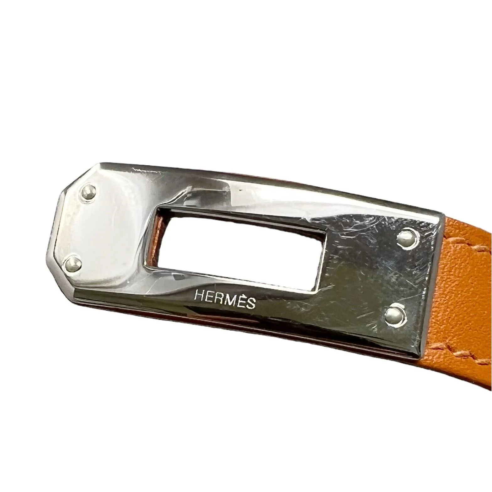 Hermes Orange Box PHW Kelly Double Tour Bracelet S - Image 5