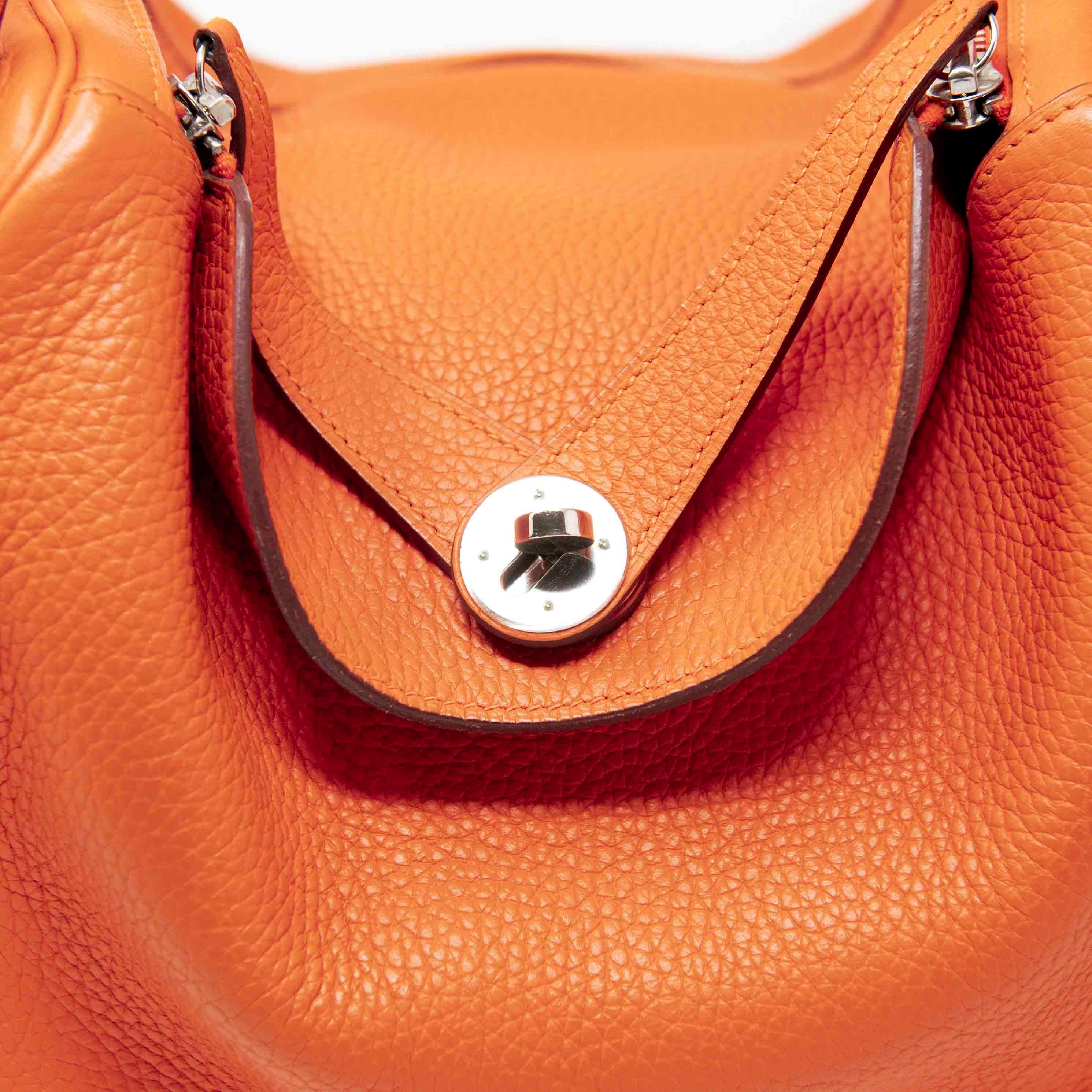 Hermes Orange Clemence Lindy 30 - Image 11