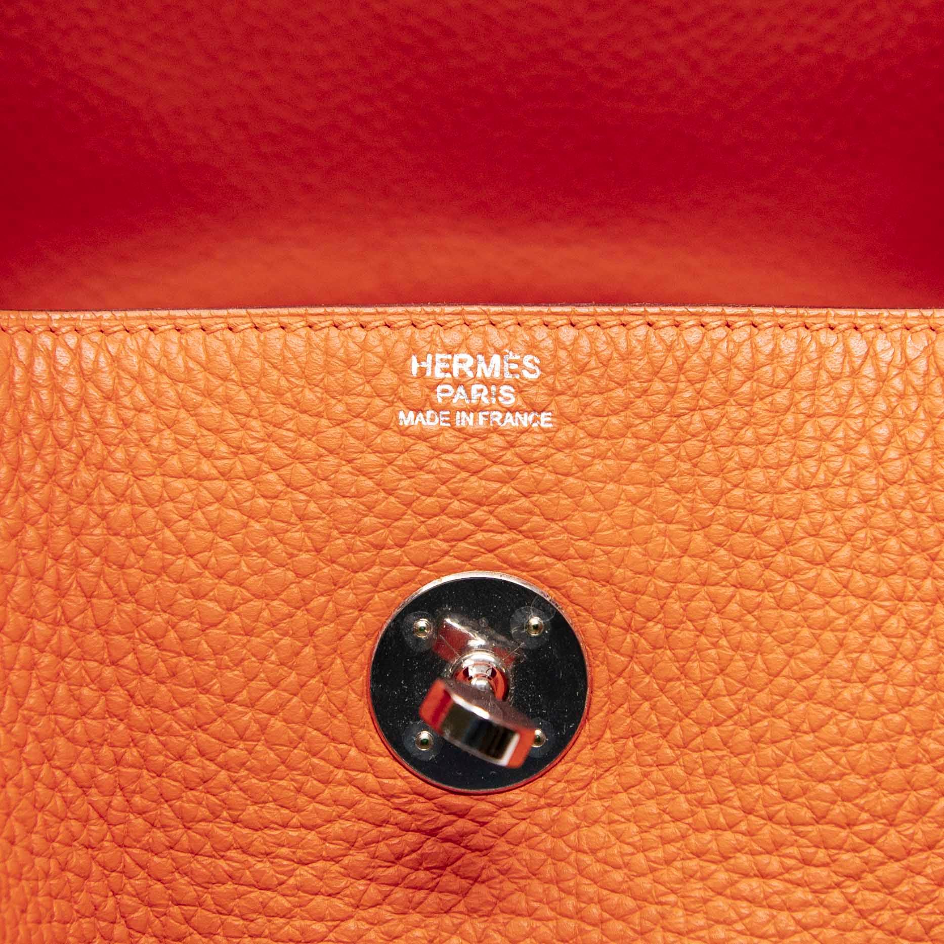 Hermes Orange Clemence Lindy 30 - Image 12