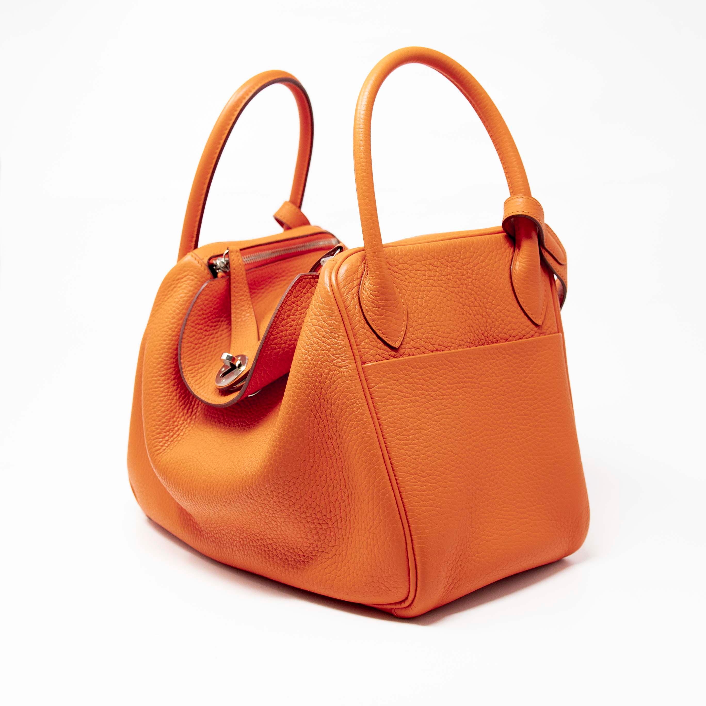 Hermes Orange Clemence Lindy 30 - Image 2