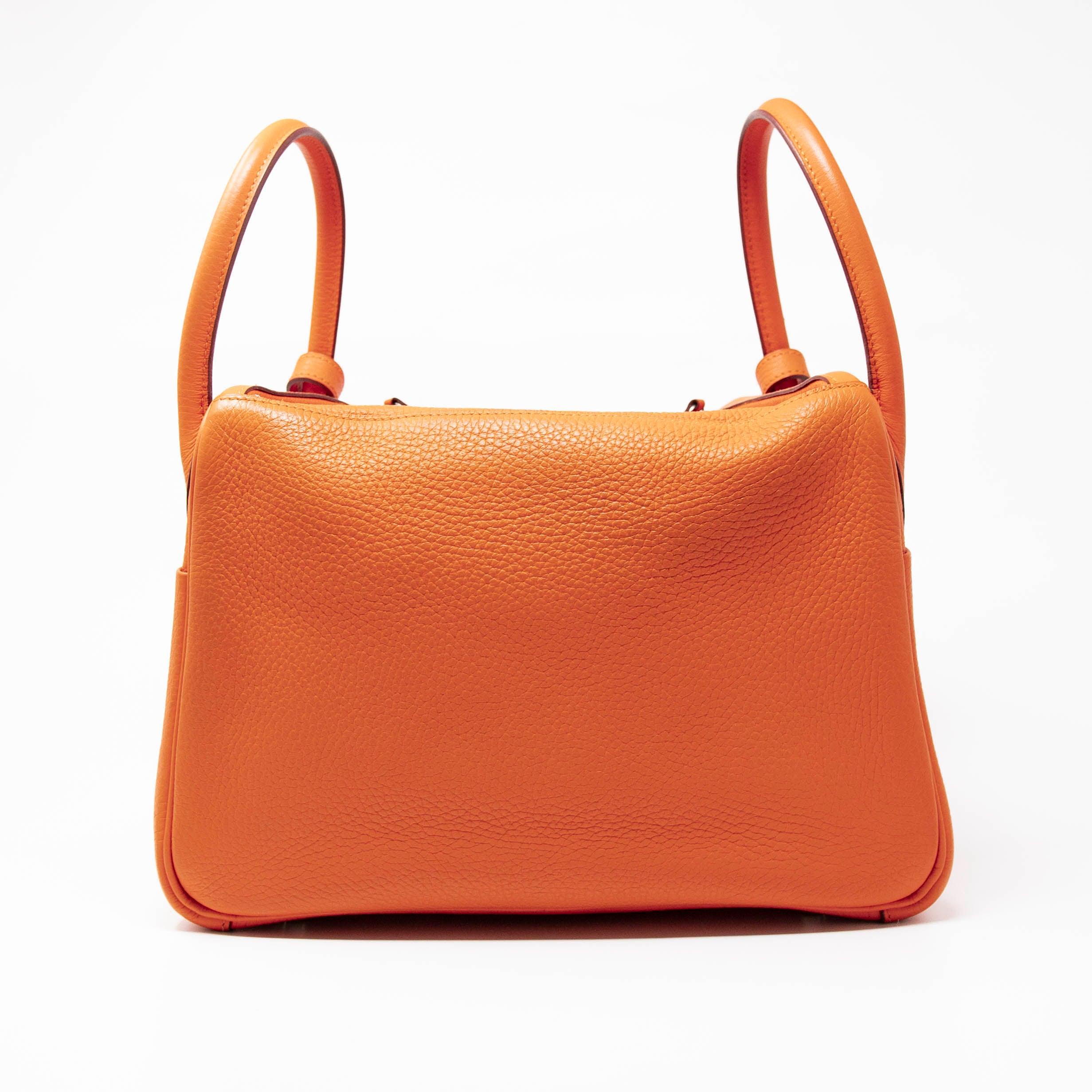 Hermes Orange Clemence Lindy 30 - Image 3