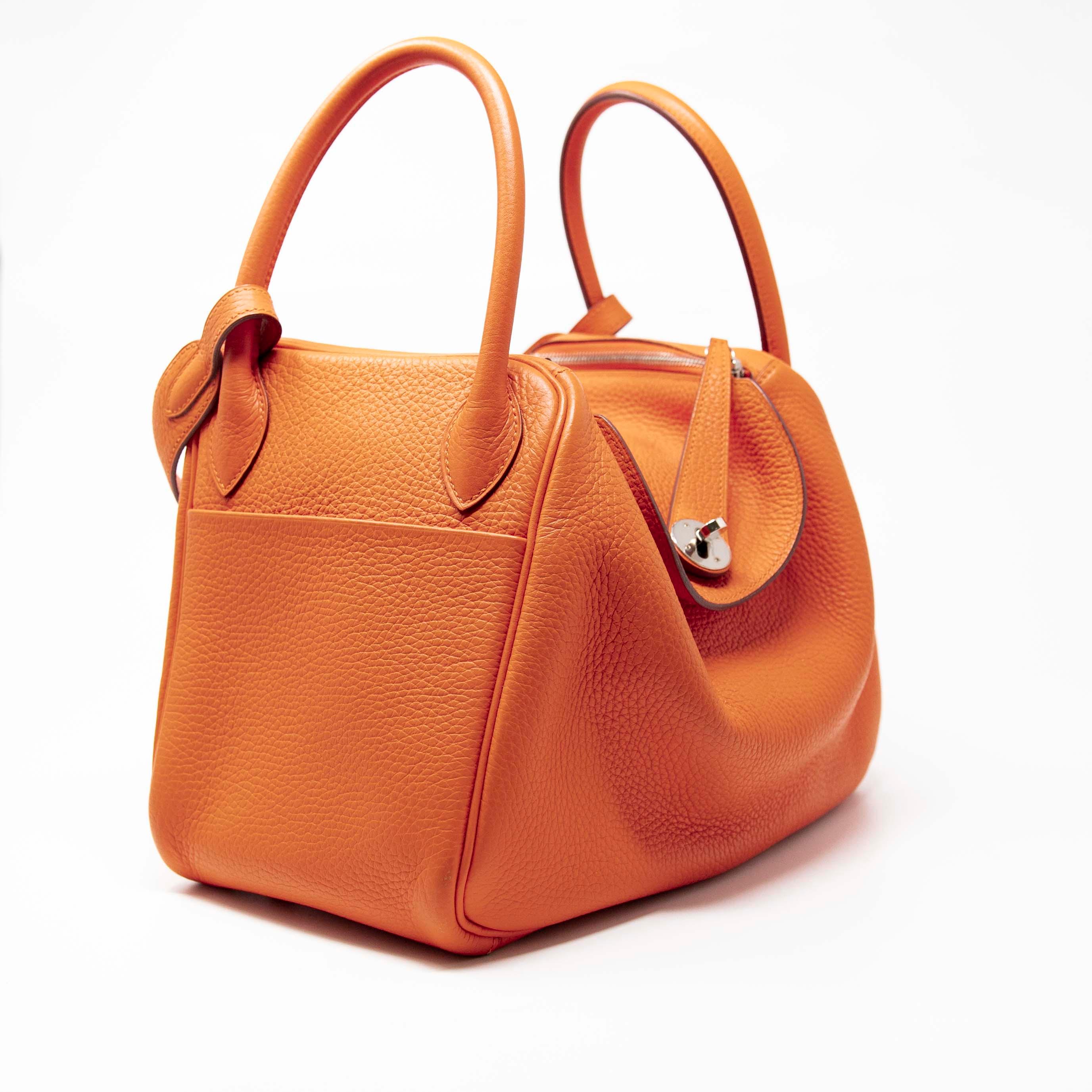 Hermes Orange Clemence Lindy 30 - Image 4