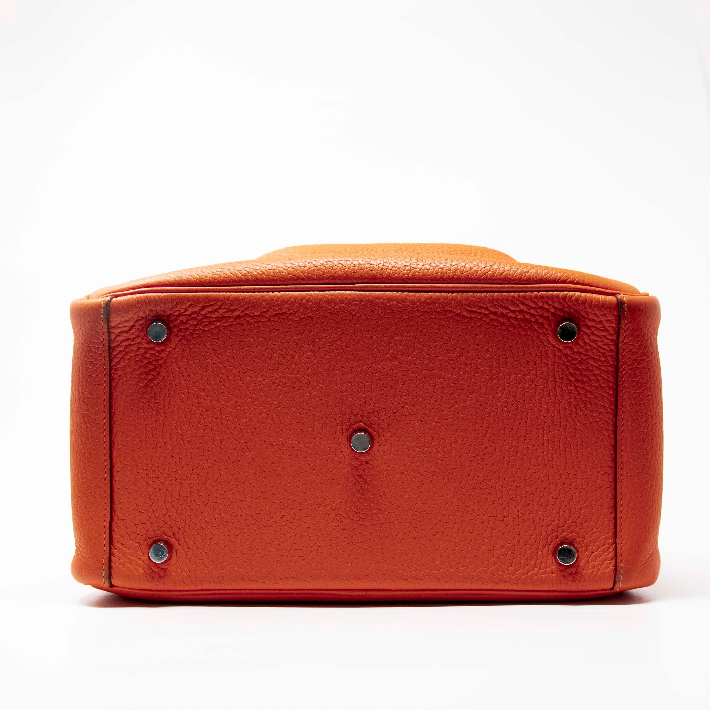 Hermes Orange Clemence Lindy 30 - Image 5