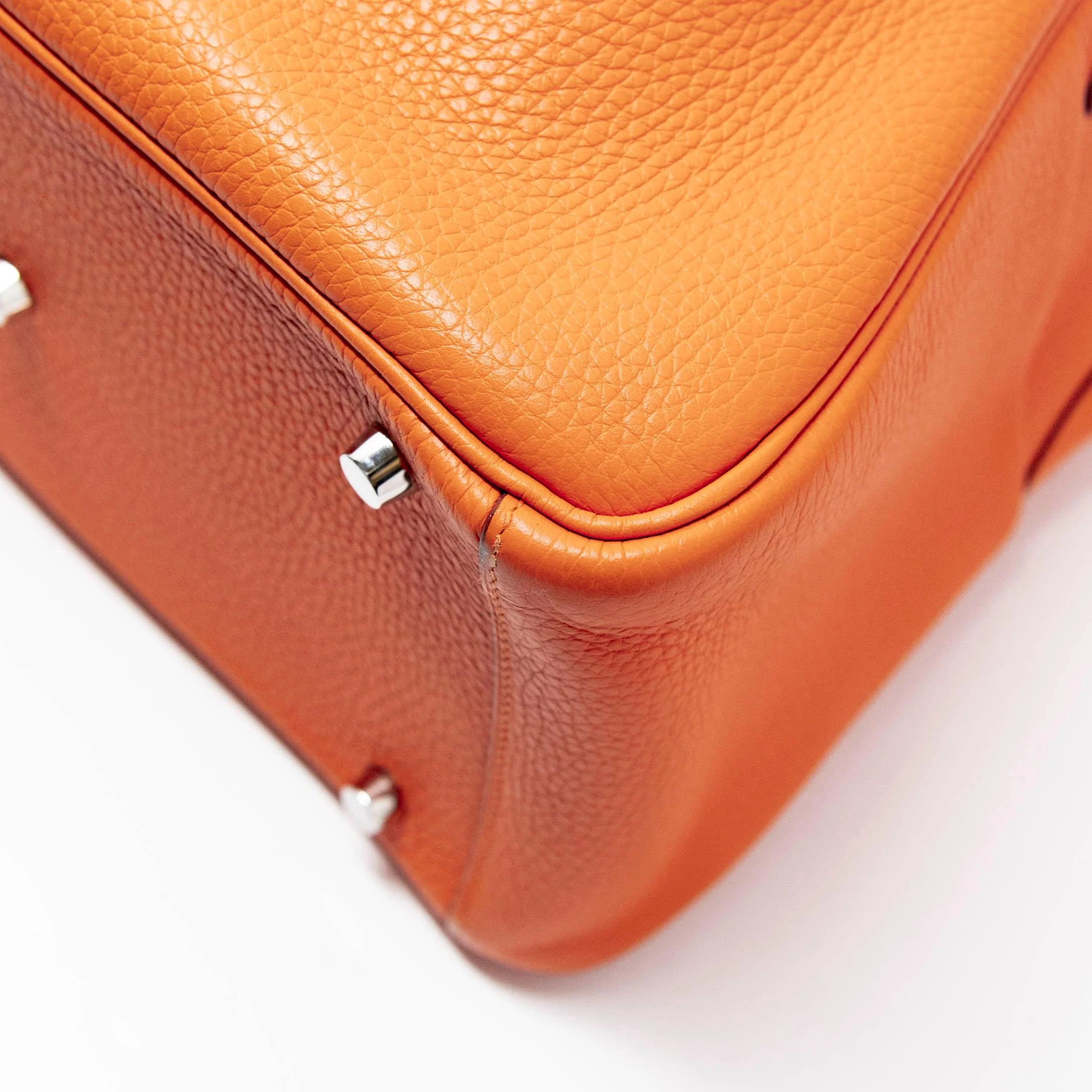 Hermes Orange Clemence Lindy 30 - Image 7