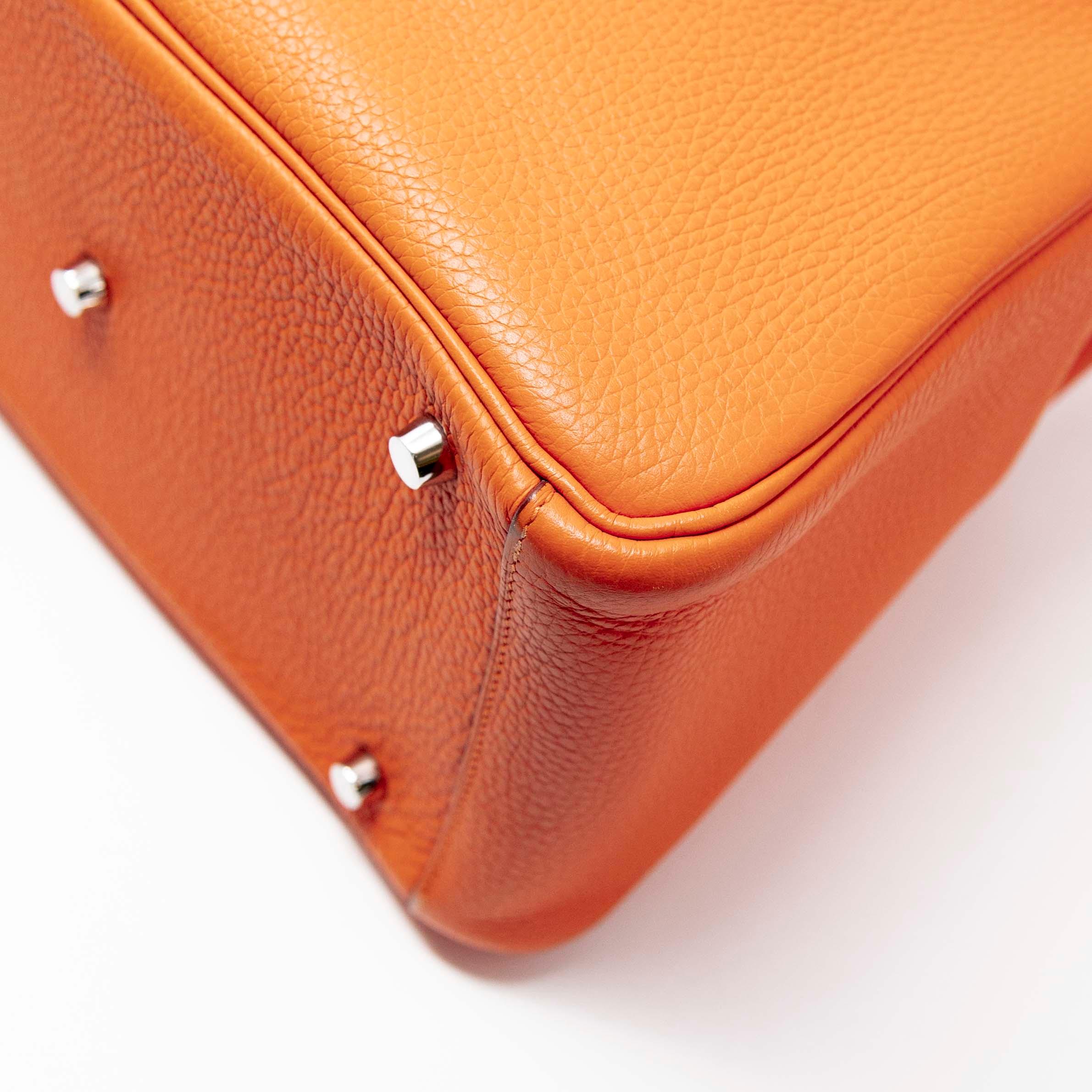 Hermes Orange Clemence Lindy 30 - Image 9