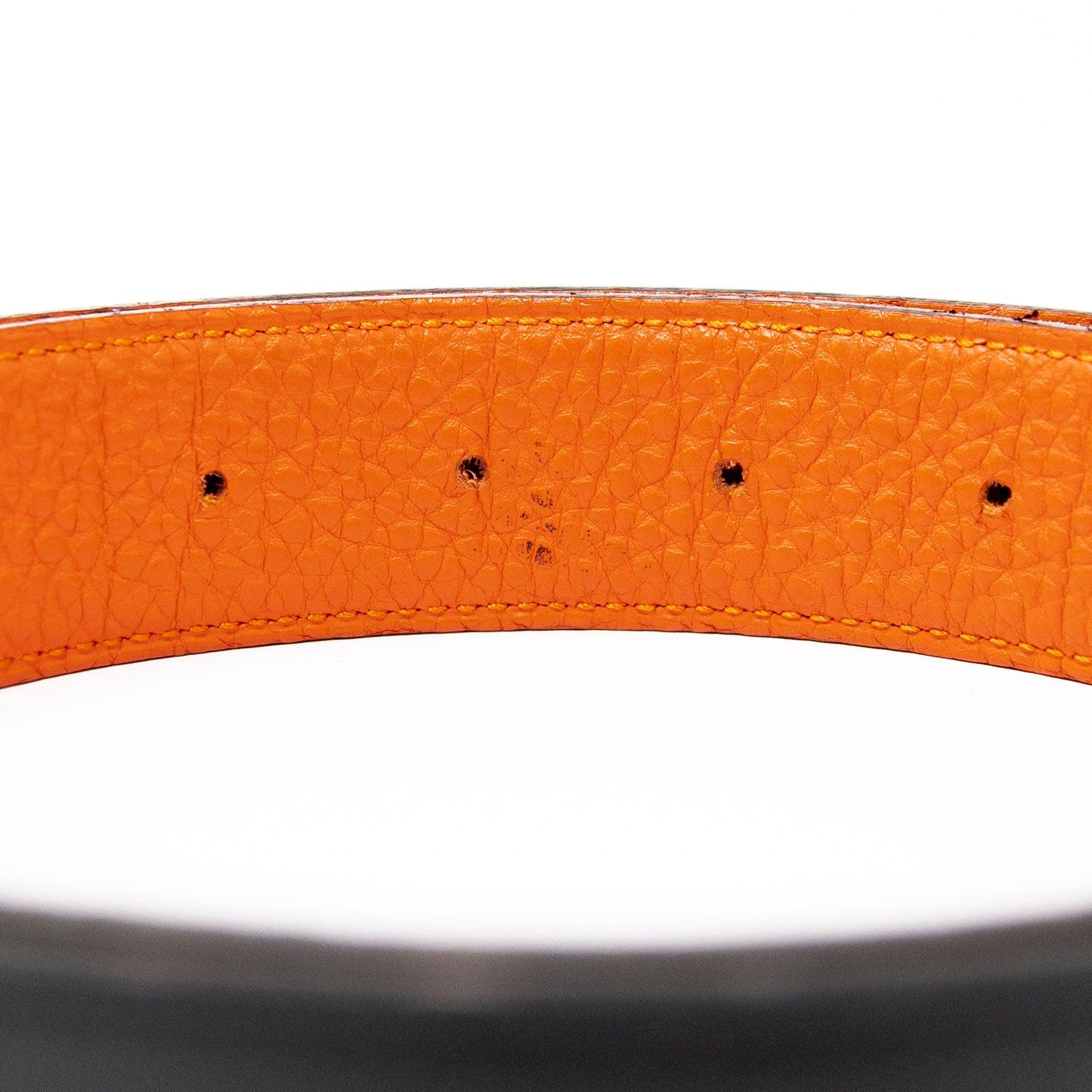 Hermes Orange Reversible Belt Strap 80 - Image 6