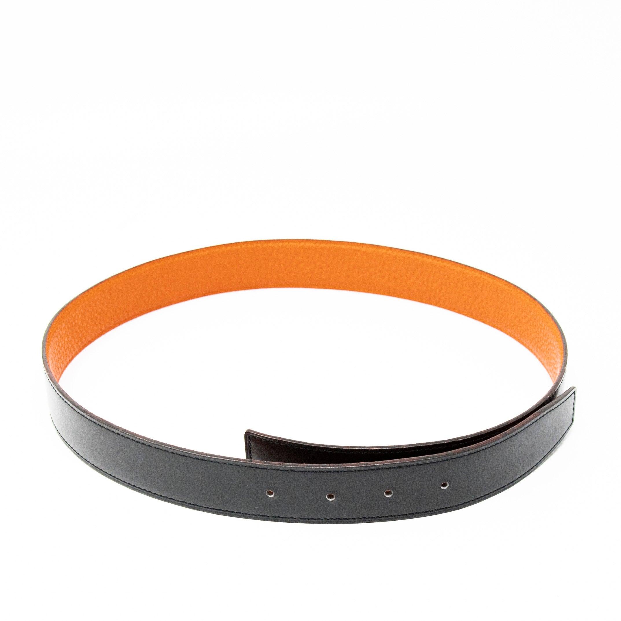 Hermes Orange Reversible Belt Strap 80 - Image 7