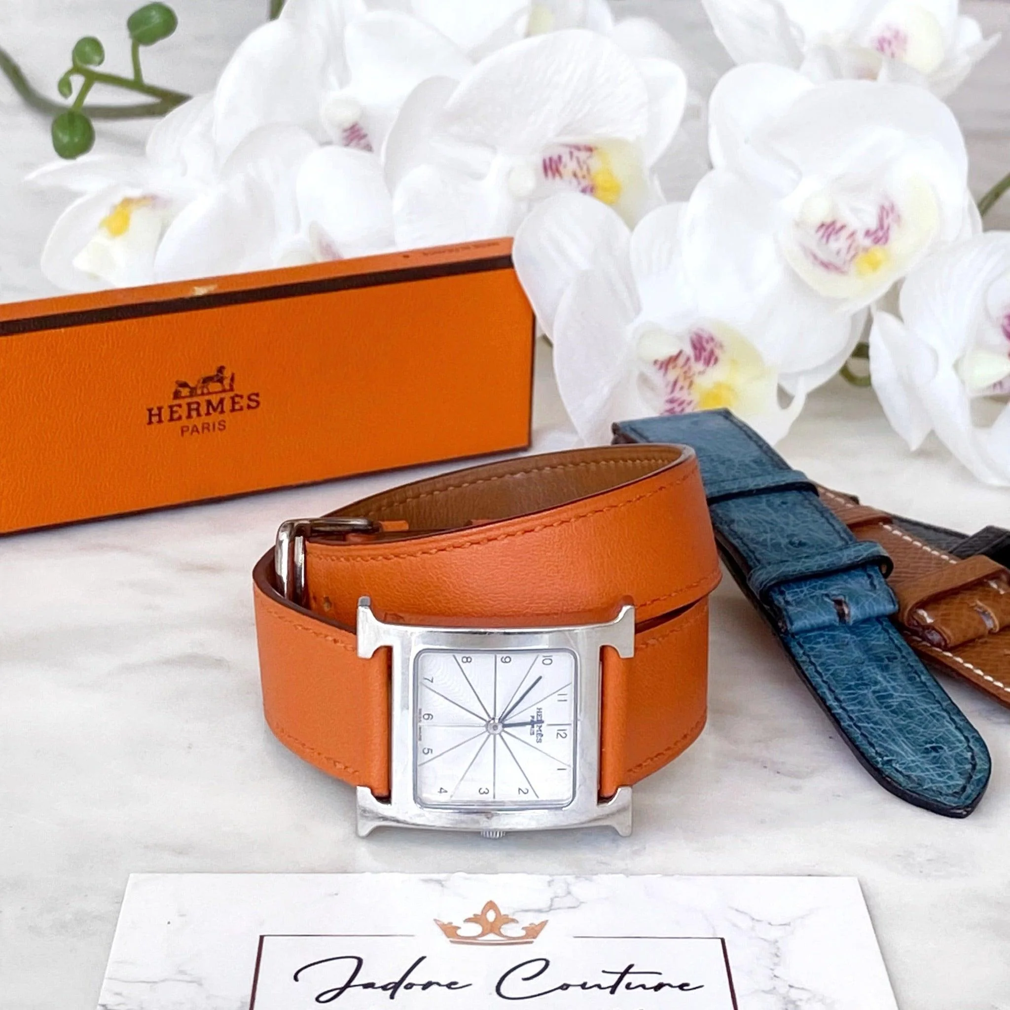 Hermes Orange Swift H Hour Quartz Watch 26mm - Image 7