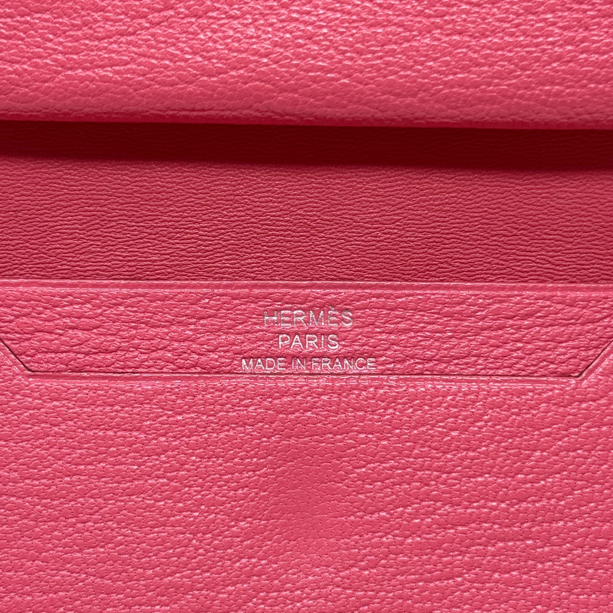 Hermes Rose Azalee Chevre Mini Bearn Wallet - Image 10