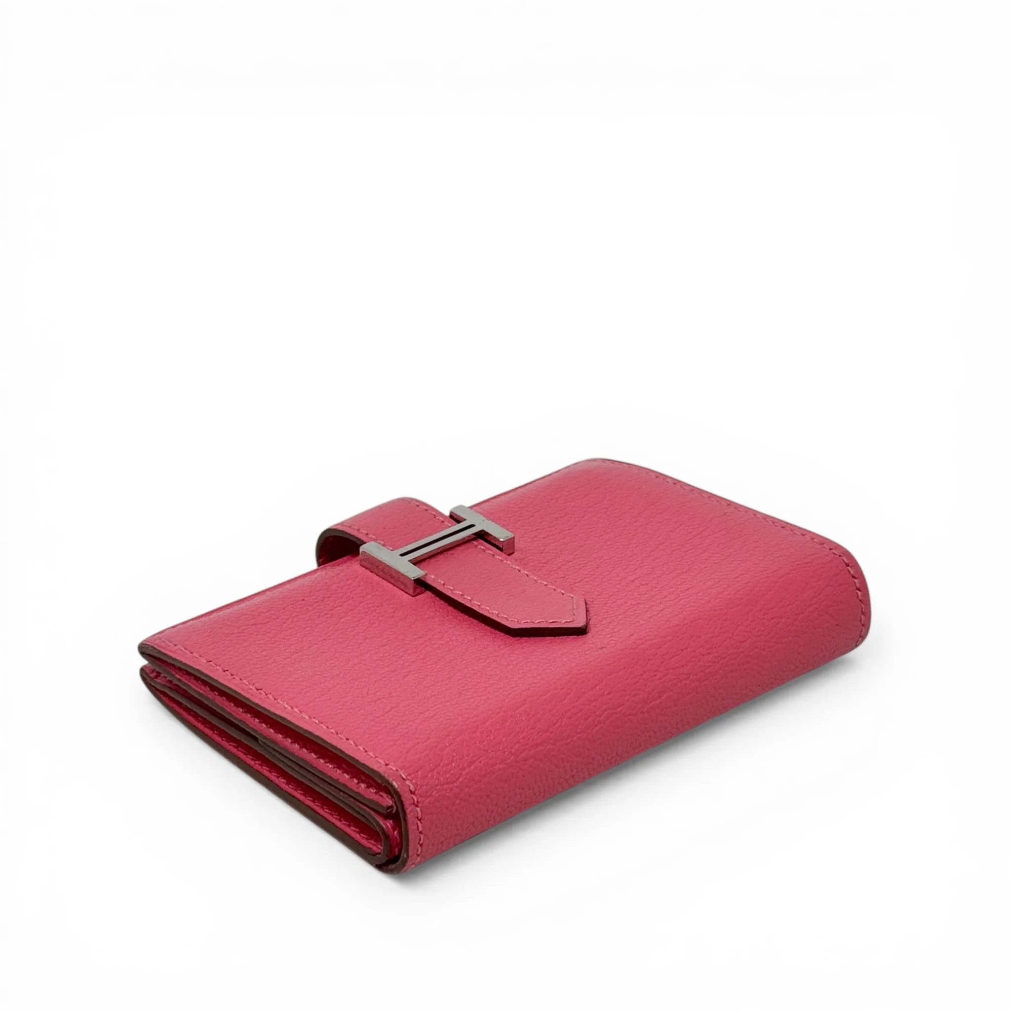 Hermes Rose Azalee Chevre Mini Bearn Wallet - Image 4