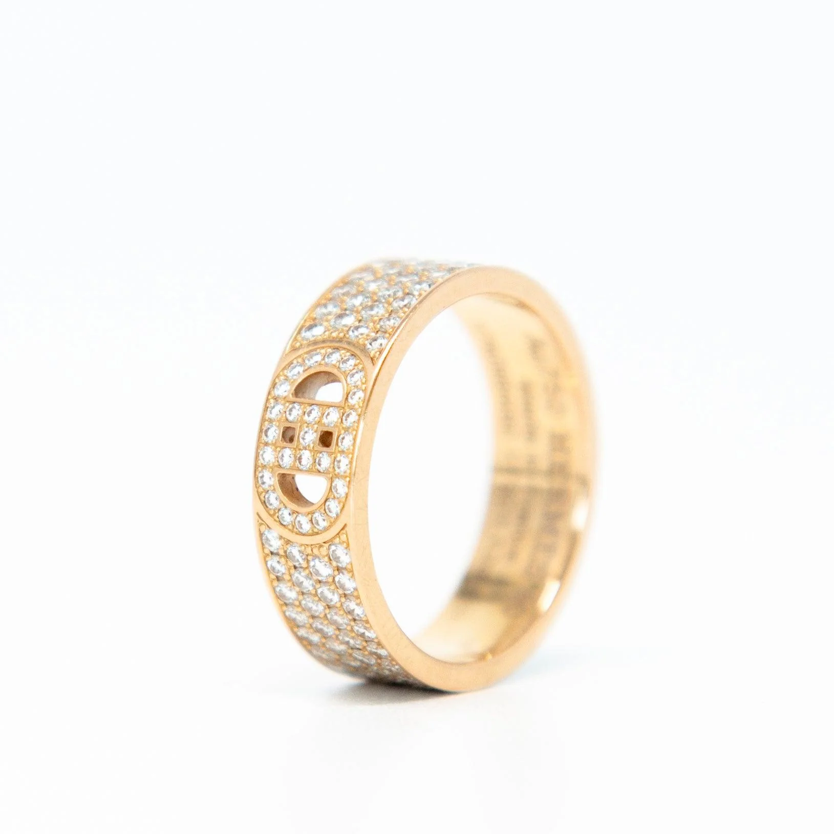 Hermes Rose Gold Diamond Small H d'Ancre Ring - Image 3