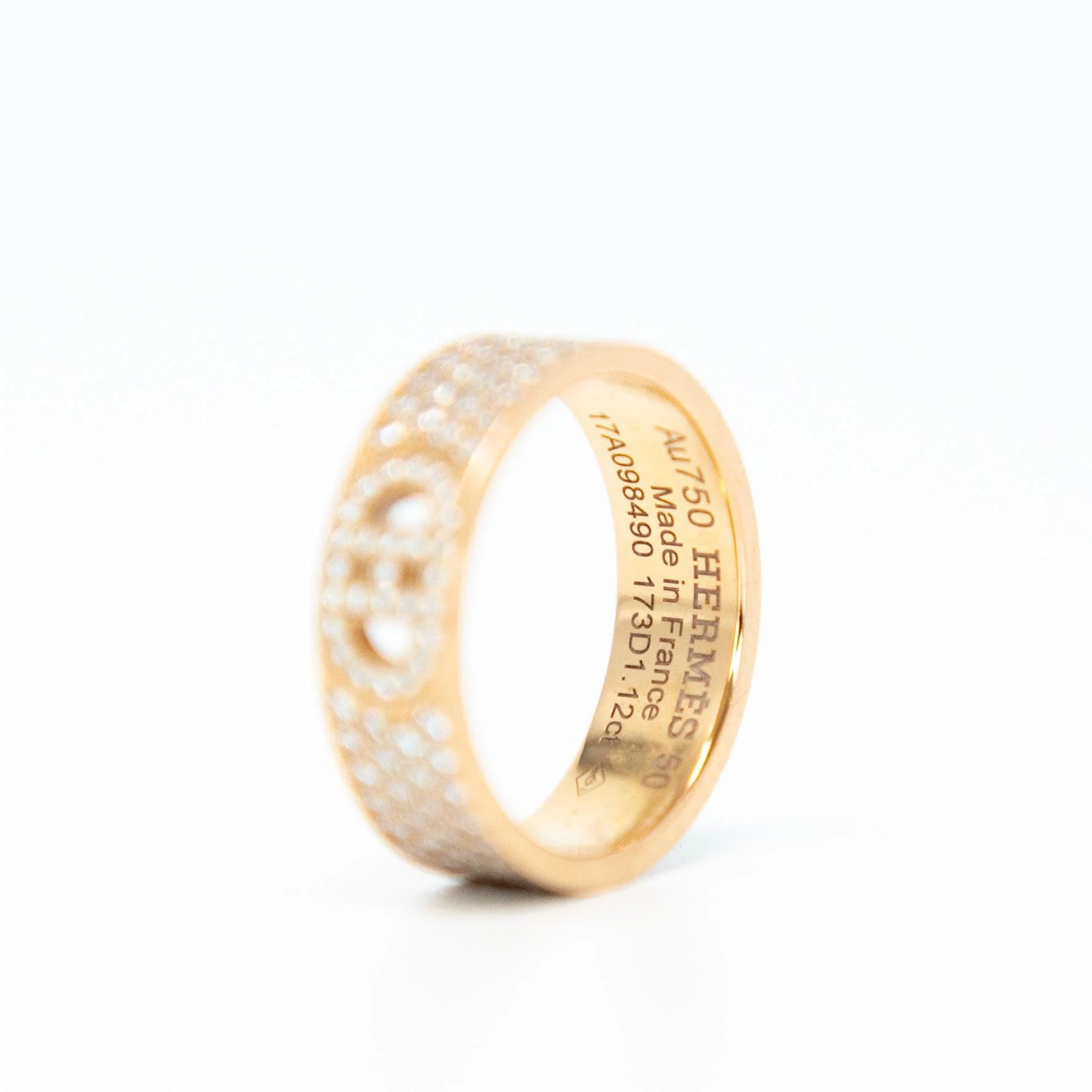 Hermes Rose Gold Diamond Small H d'Ancre Ring - Image 5