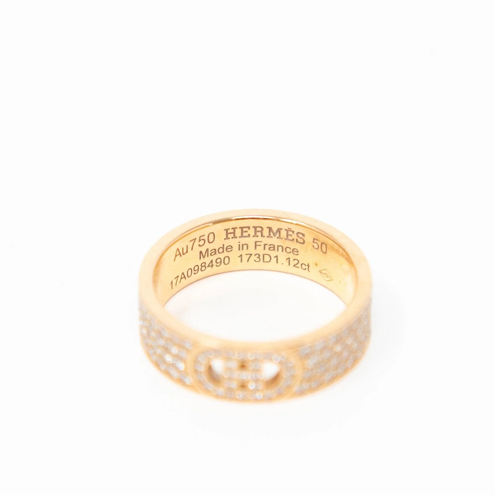 Hermes Rose Gold Diamond Small H d'Ancre Ring - Image 6