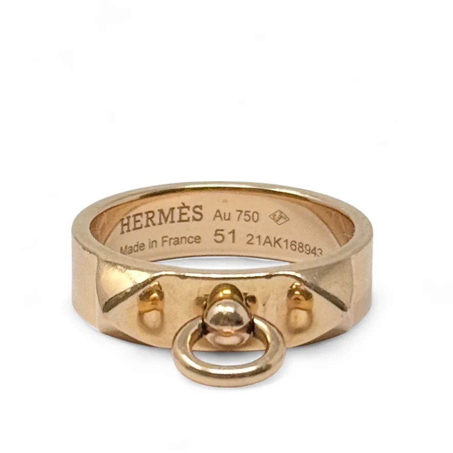 Hermes Rose Gold Small Collier De Chien Ring - Image 12