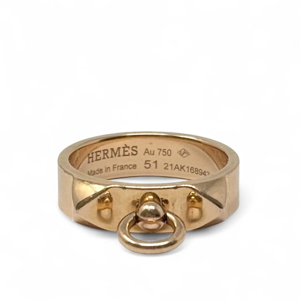 Hermes Rose Gold Small Collier De Chien Ring - Image 3
