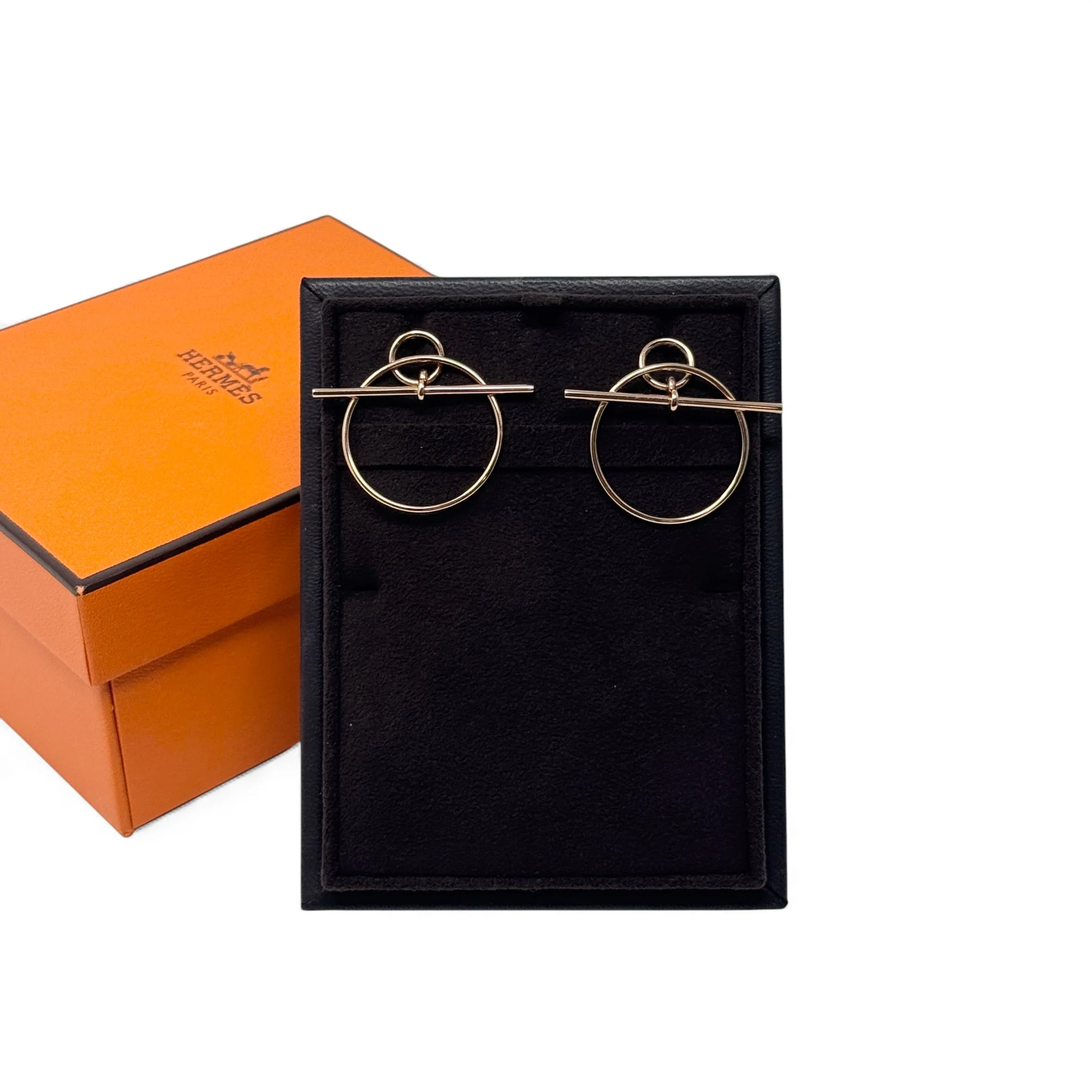 Hermes Rose Gold Small Loop Earrings