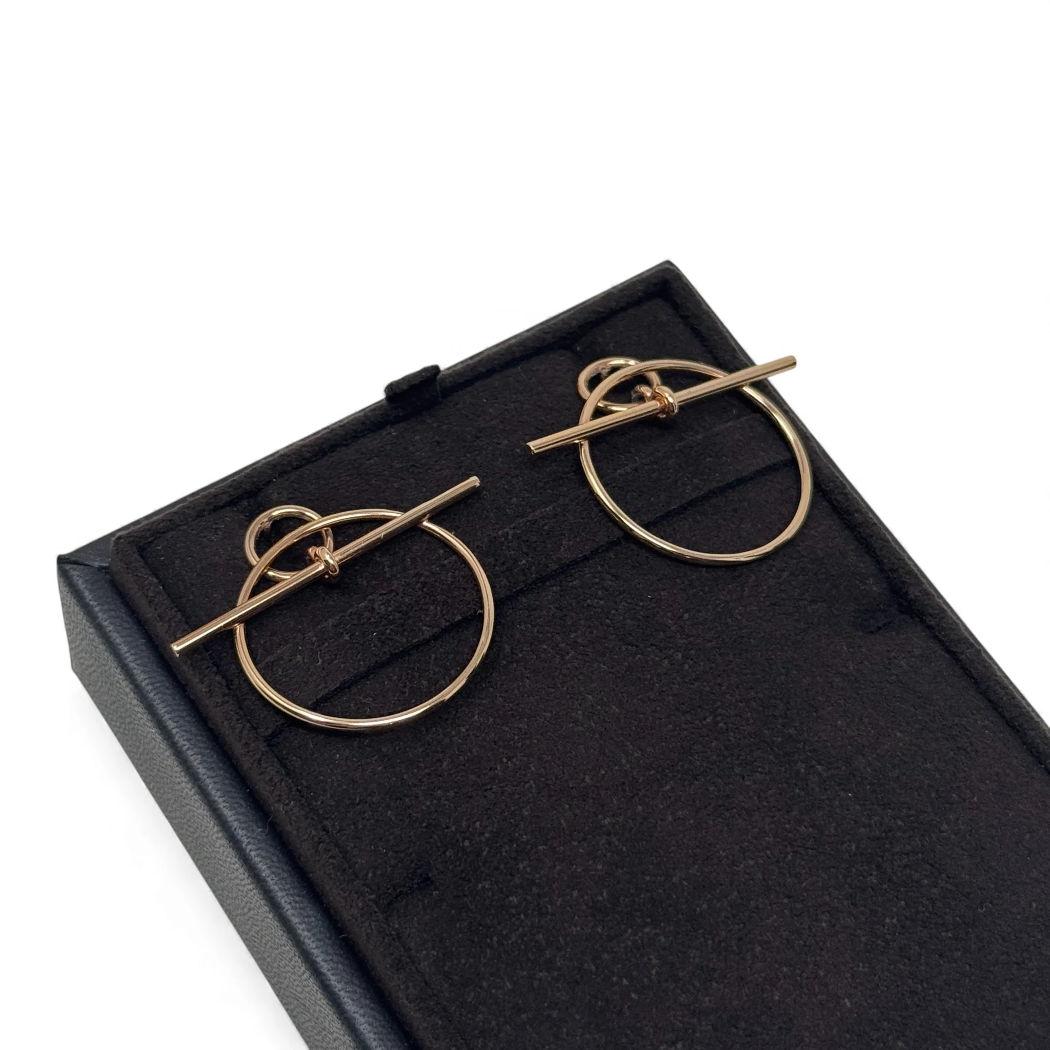 Hermes Rose Gold Small Loop Earrings - Image 4