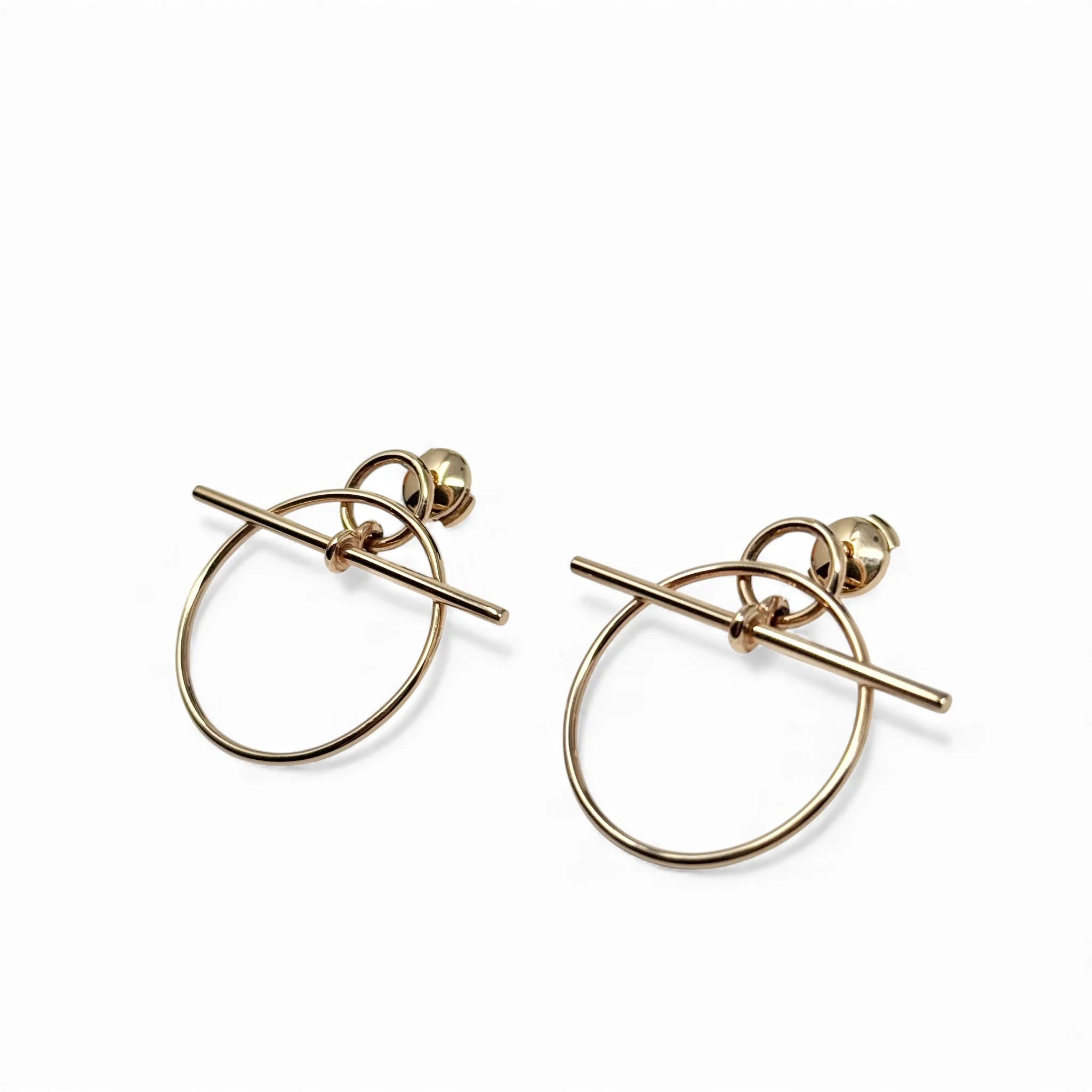 Hermes Rose Gold Small Loop Earrings - Image 6