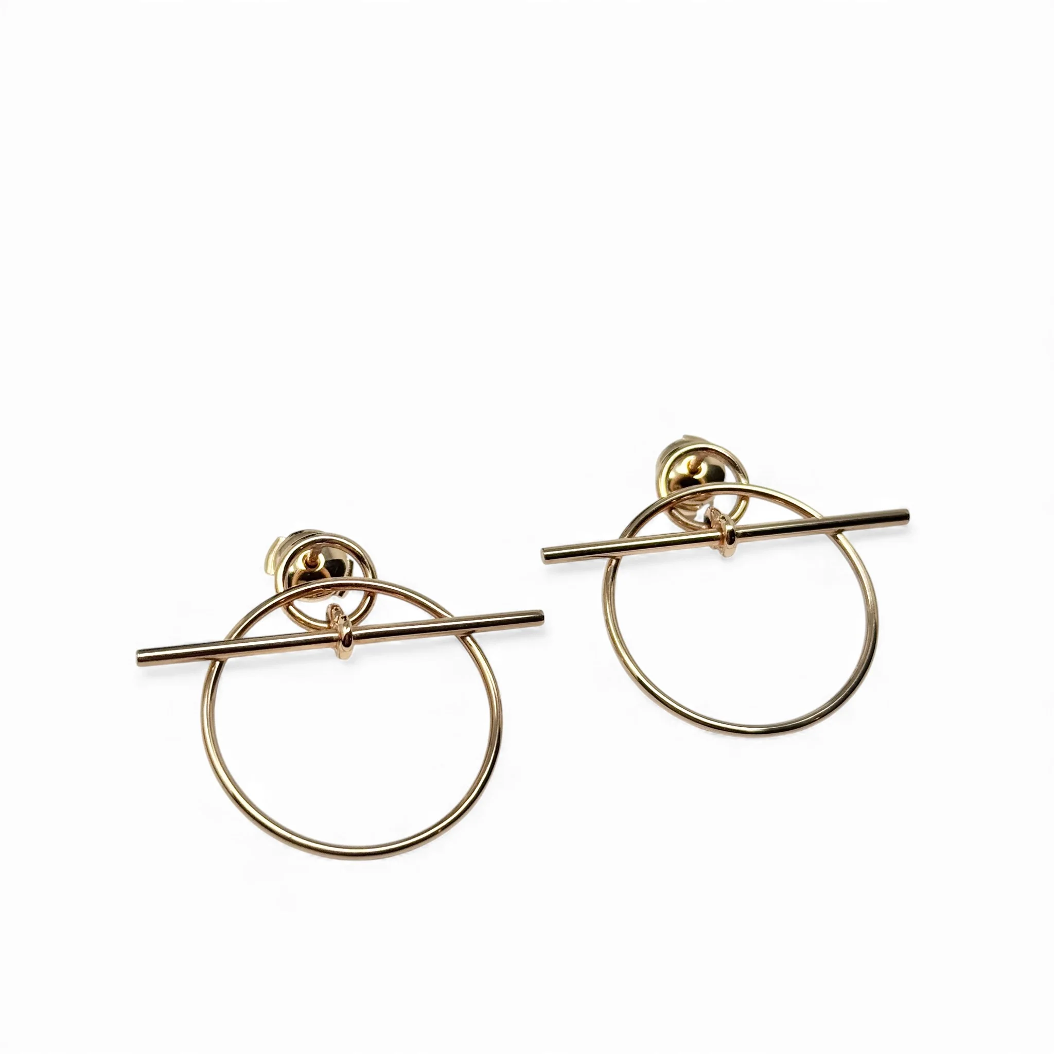 Hermes Rose Gold Small Loop Earrings - Image 8
