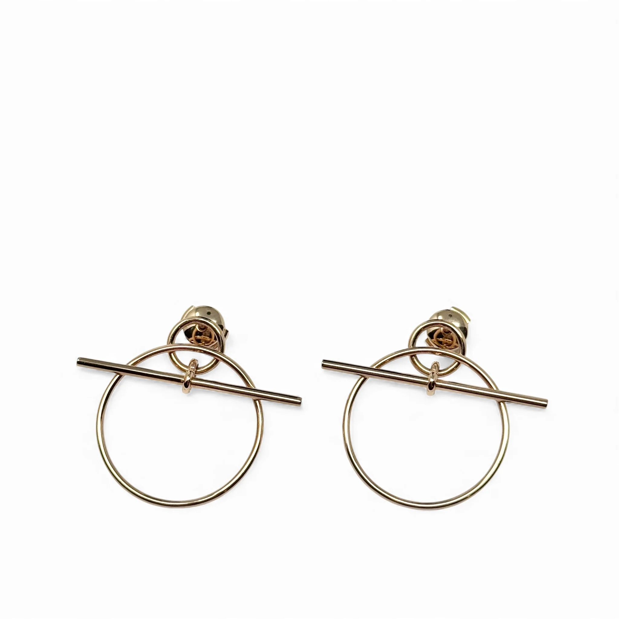 Hermes Rose Gold Small Loop Earrings - Image 9