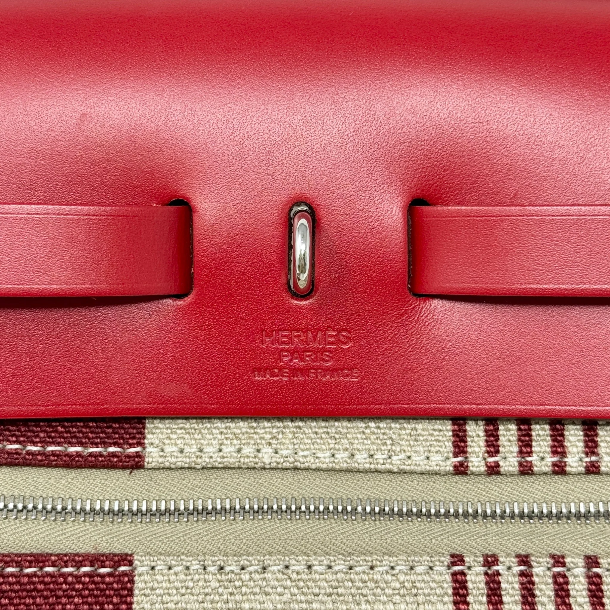 Hermes Rouge Piment H Vibration Toile Herbag Zip 31 - Image 10