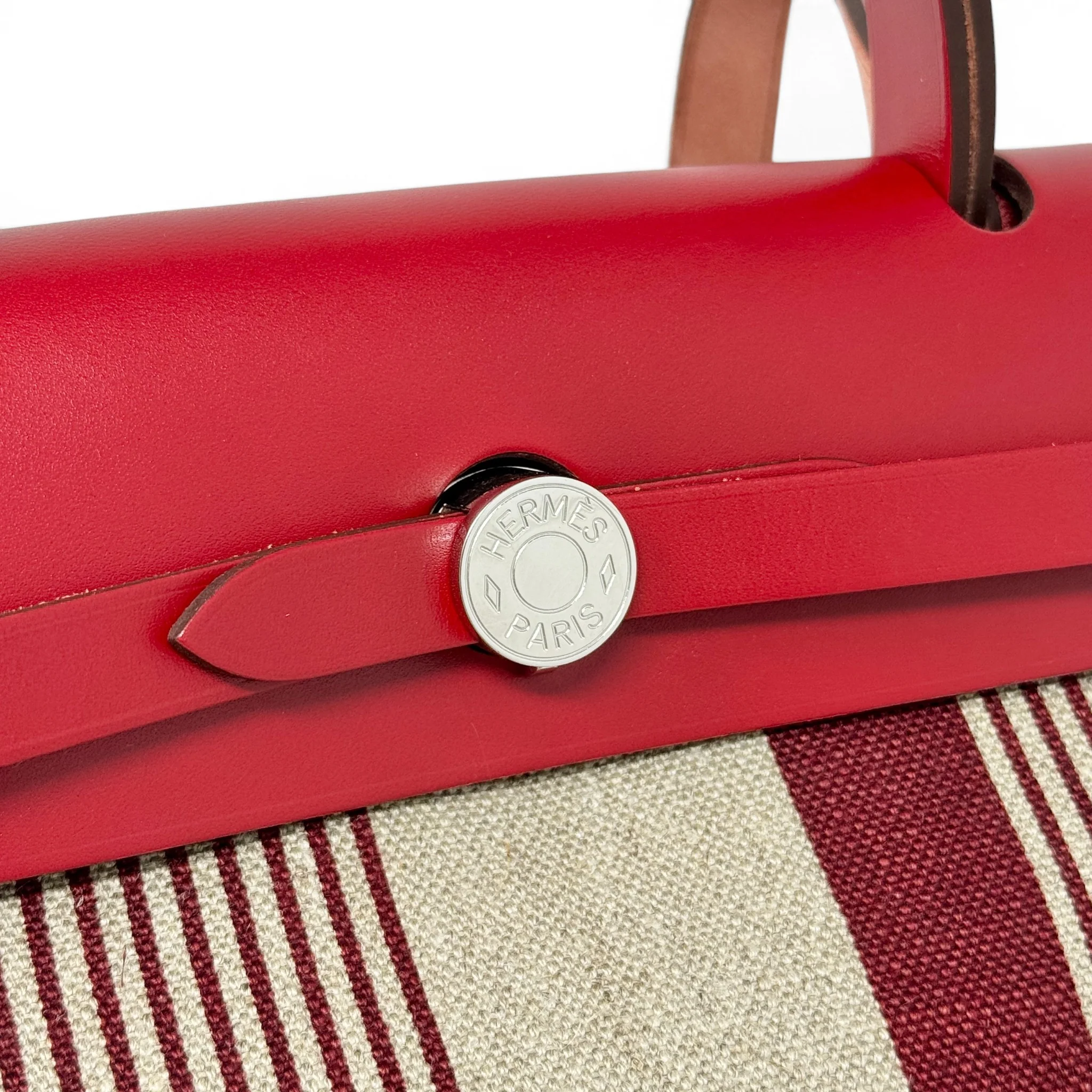 Hermes Rouge Piment H Vibration Toile Herbag Zip 31 - Image 12