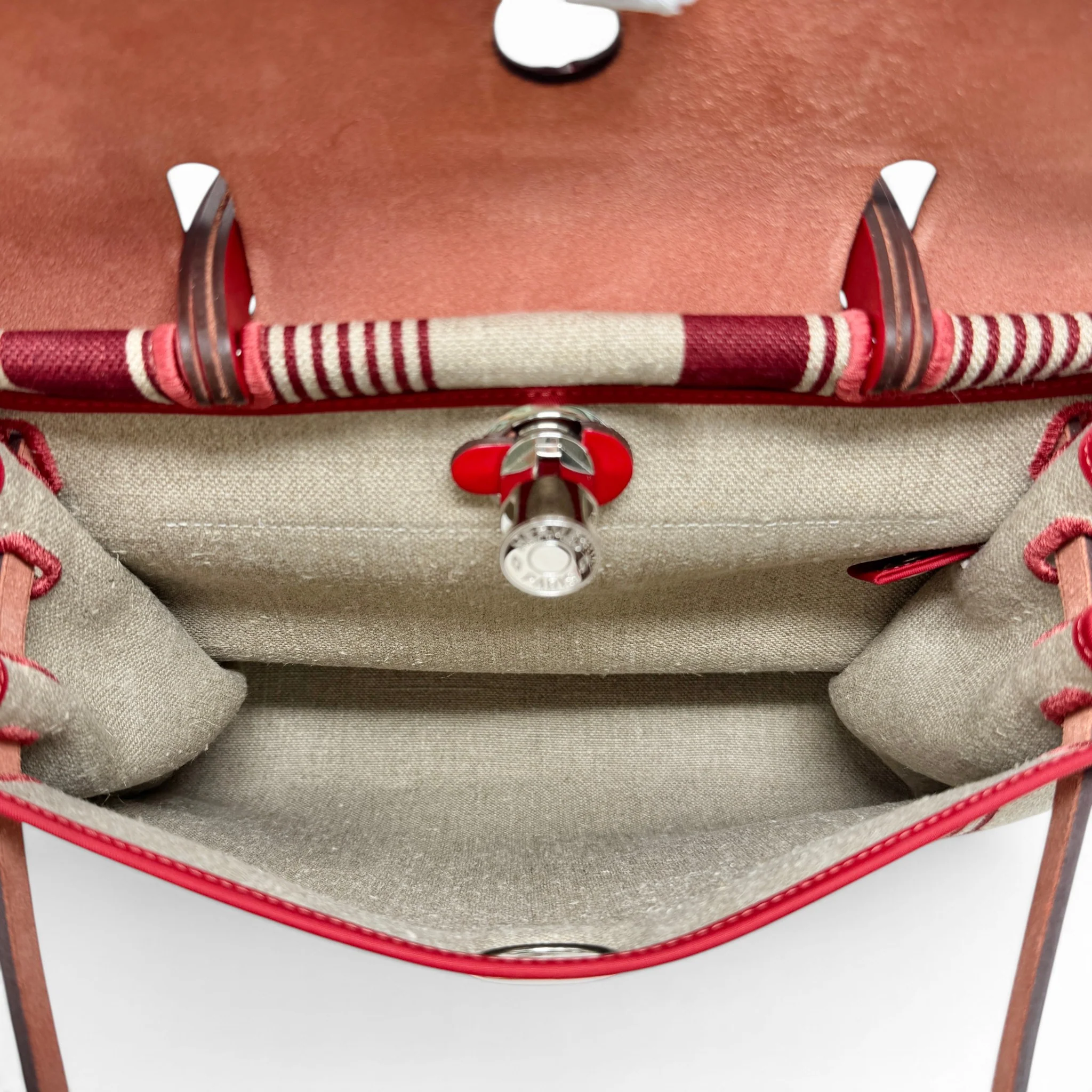 Hermes Rouge Piment H Vibration Toile Herbag Zip 31 - Image 13