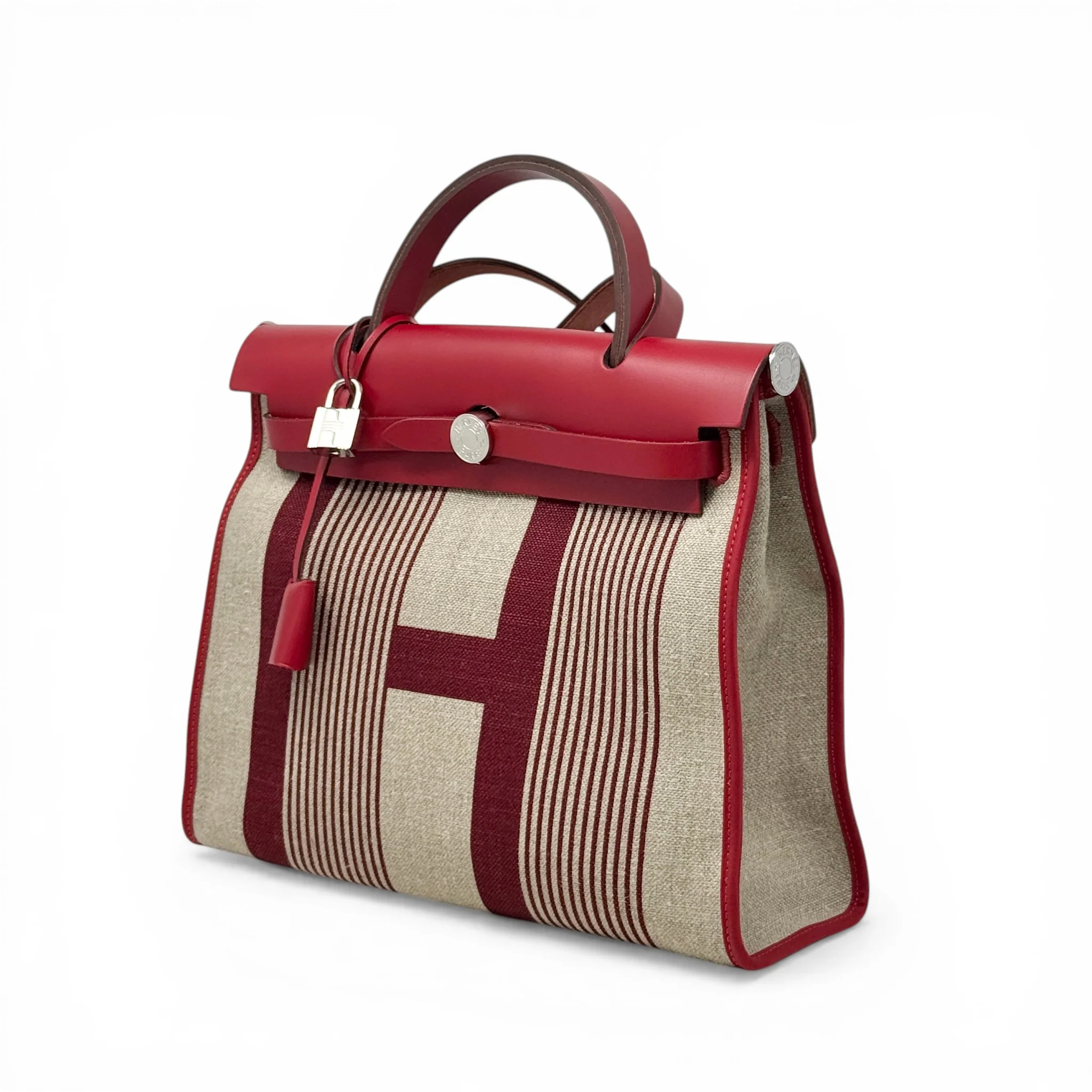 Hermes Rouge Piment H Vibration Toile Herbag Zip 31 - Image 2