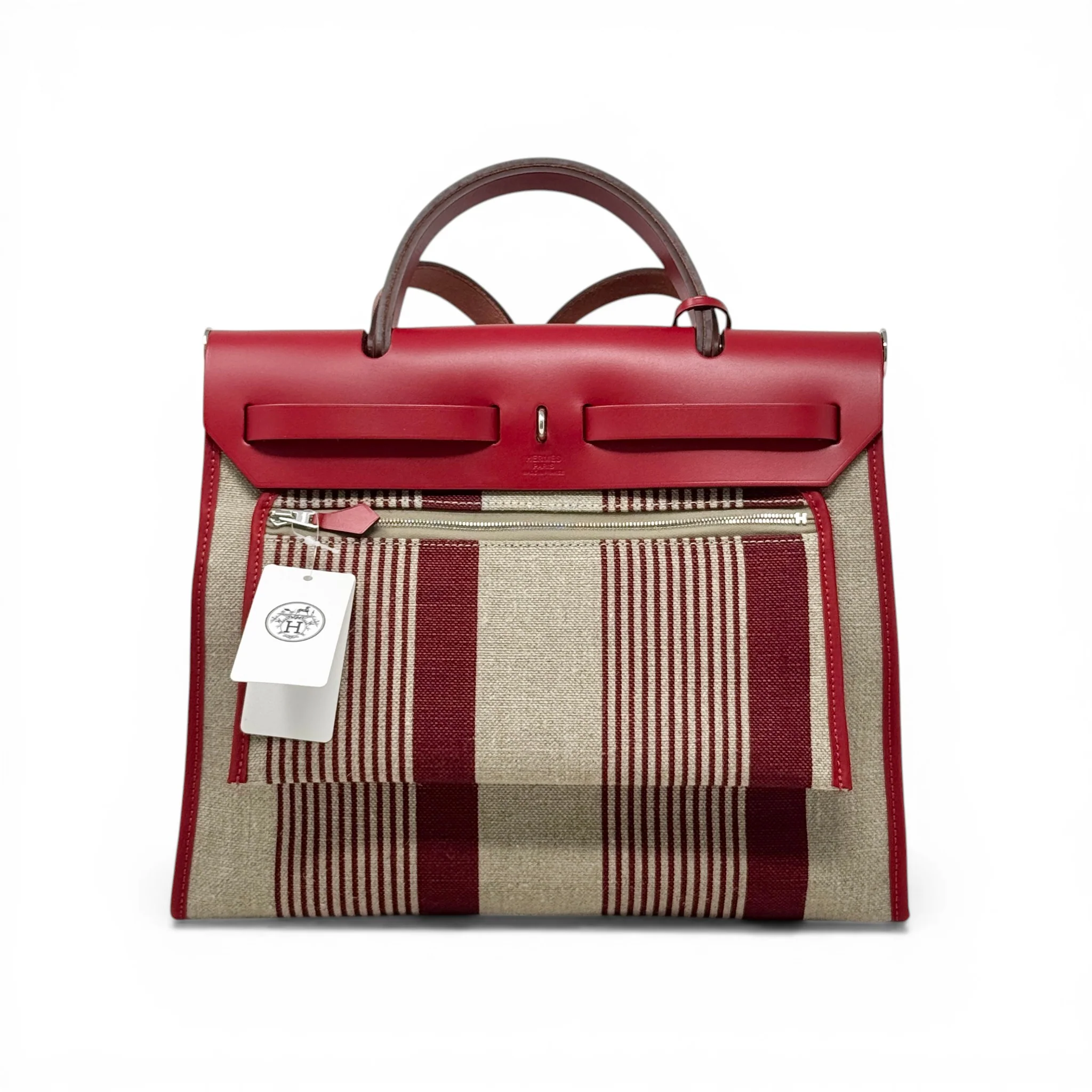 Hermes Rouge Piment H Vibration Toile Herbag Zip 31 - Image 3