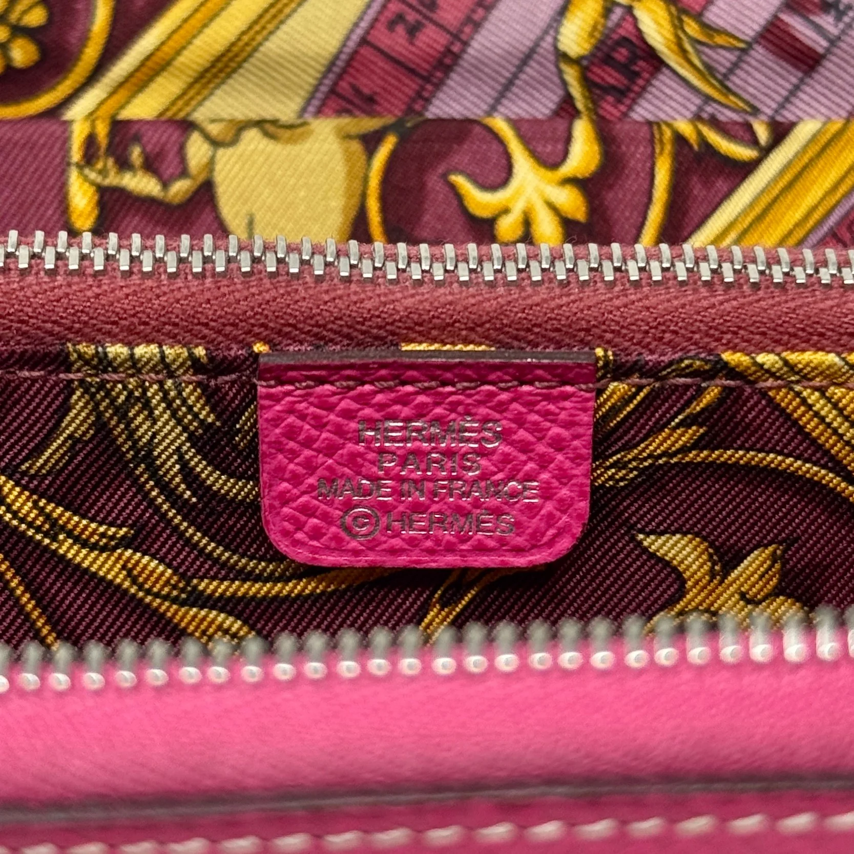 Hermes Rose Pourpre Silk’in Compact Wallet - Image 9