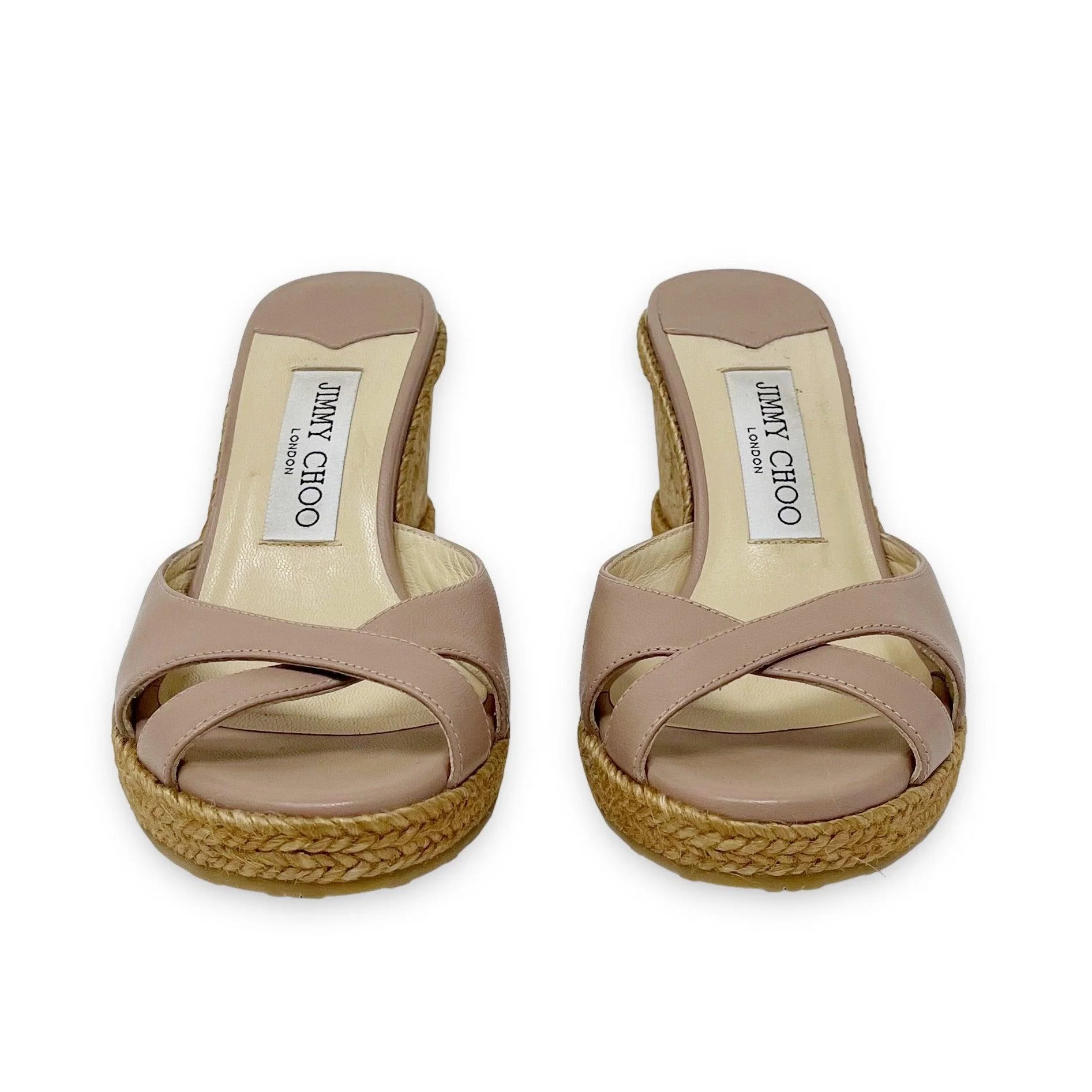Jimmy Choo Beige Nappa Almer Wedge Sandals 36.5 - Image 3