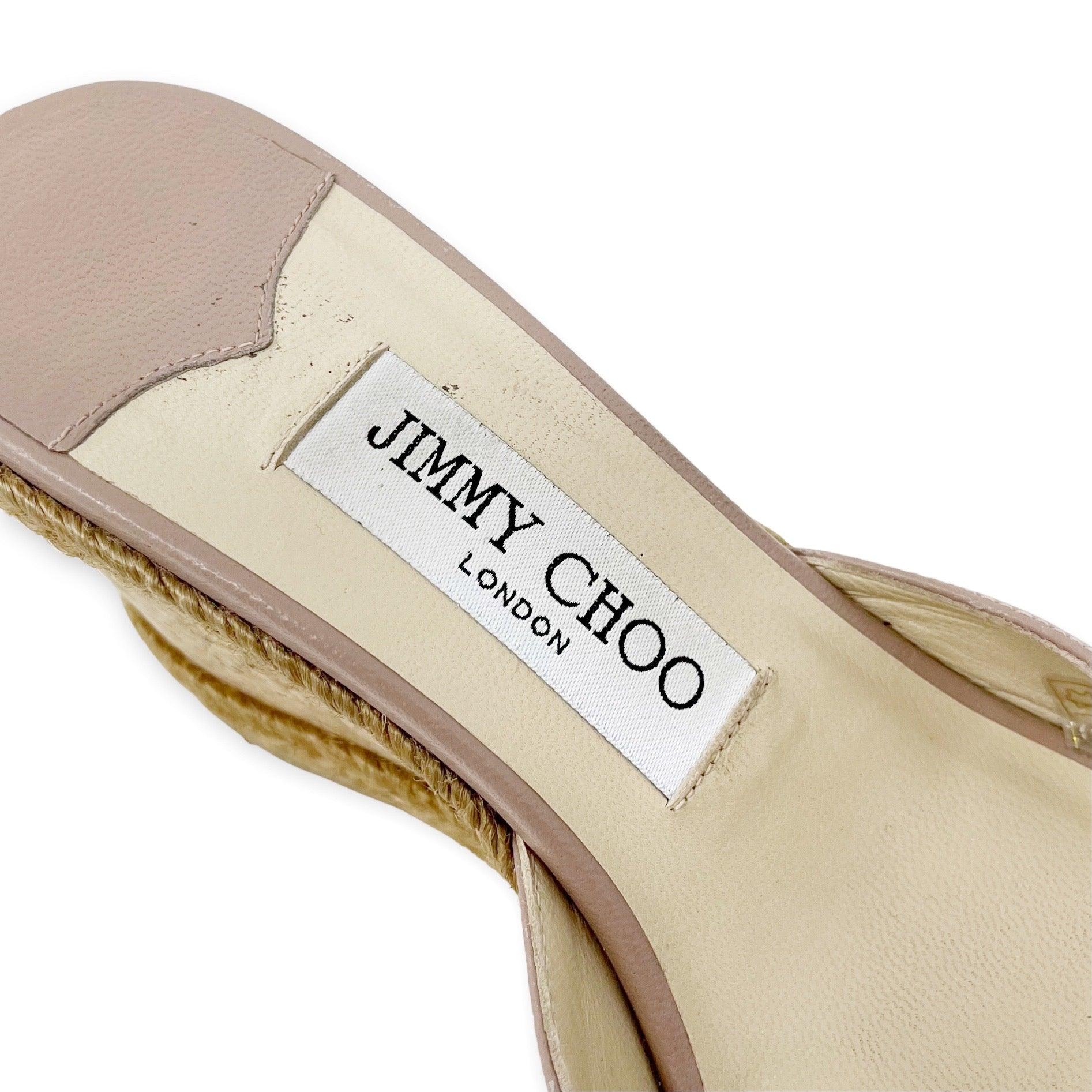 Jimmy Choo Beige Nappa Almer Wedge Sandals 36.5 - Image 5