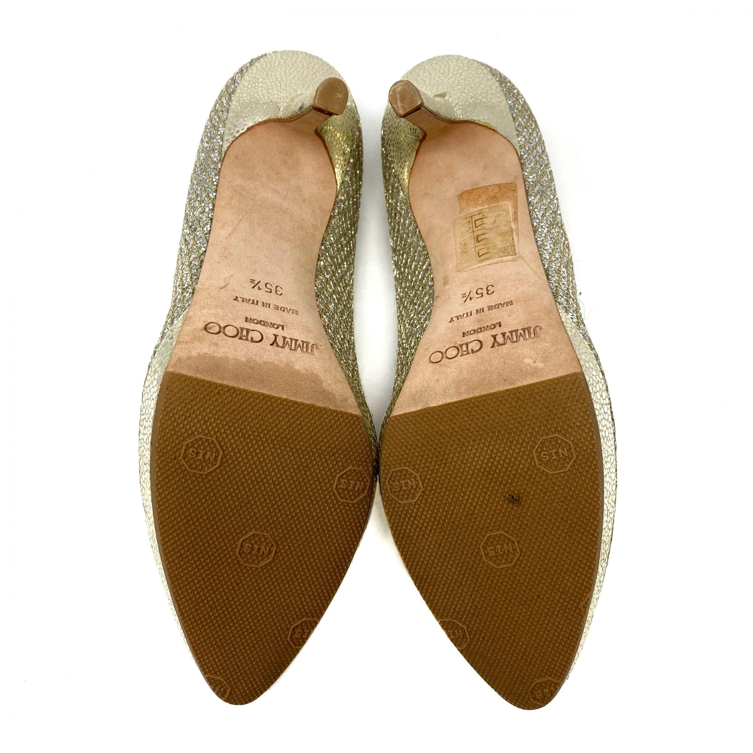 Jimmy Choo Champagne Glitter Ailsa Pumps 35.5 - Image 4